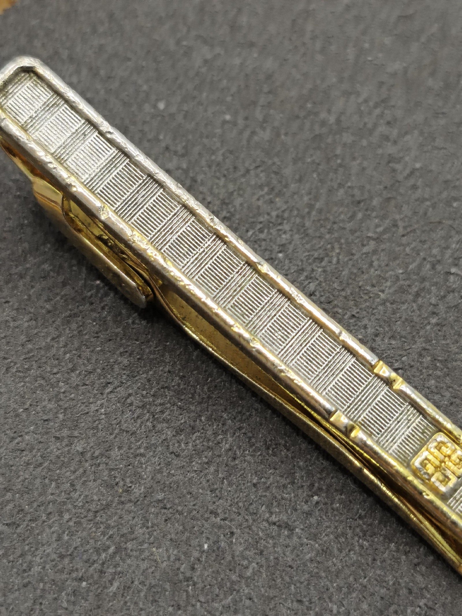 Givenchy Men's Gold & Silver Tone Geometric Patterned Tie Clip image 4