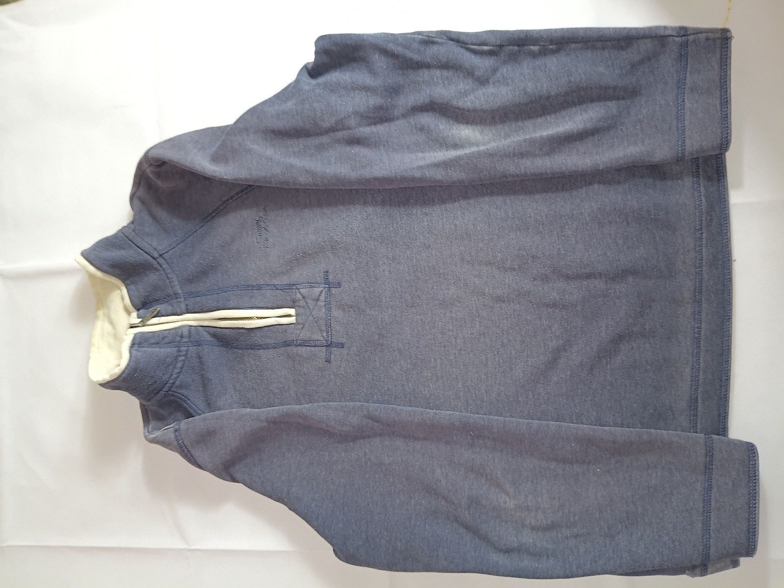 Weird Fish Men's Blue Cotton Zip Neck Sweatshirt Medium