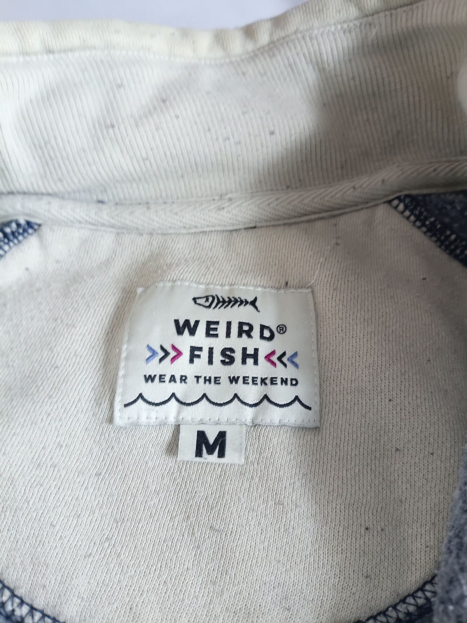 Weird Fish Men's Blue Cotton Zip Neck Sweatshirt Medium image 2