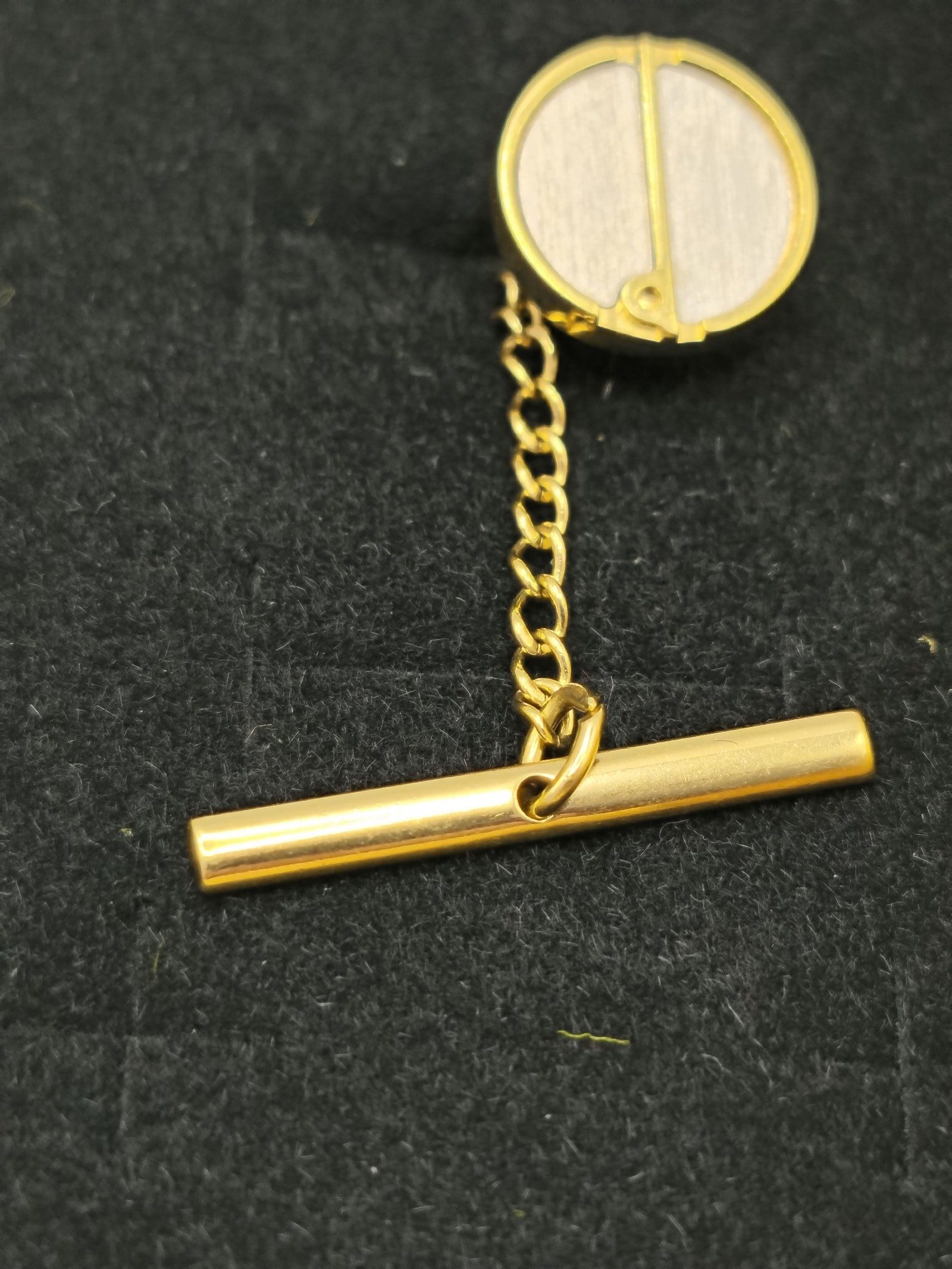 Dunhill Gold & Silver Tone Men's Tie Tack with Chain & Bar image 2