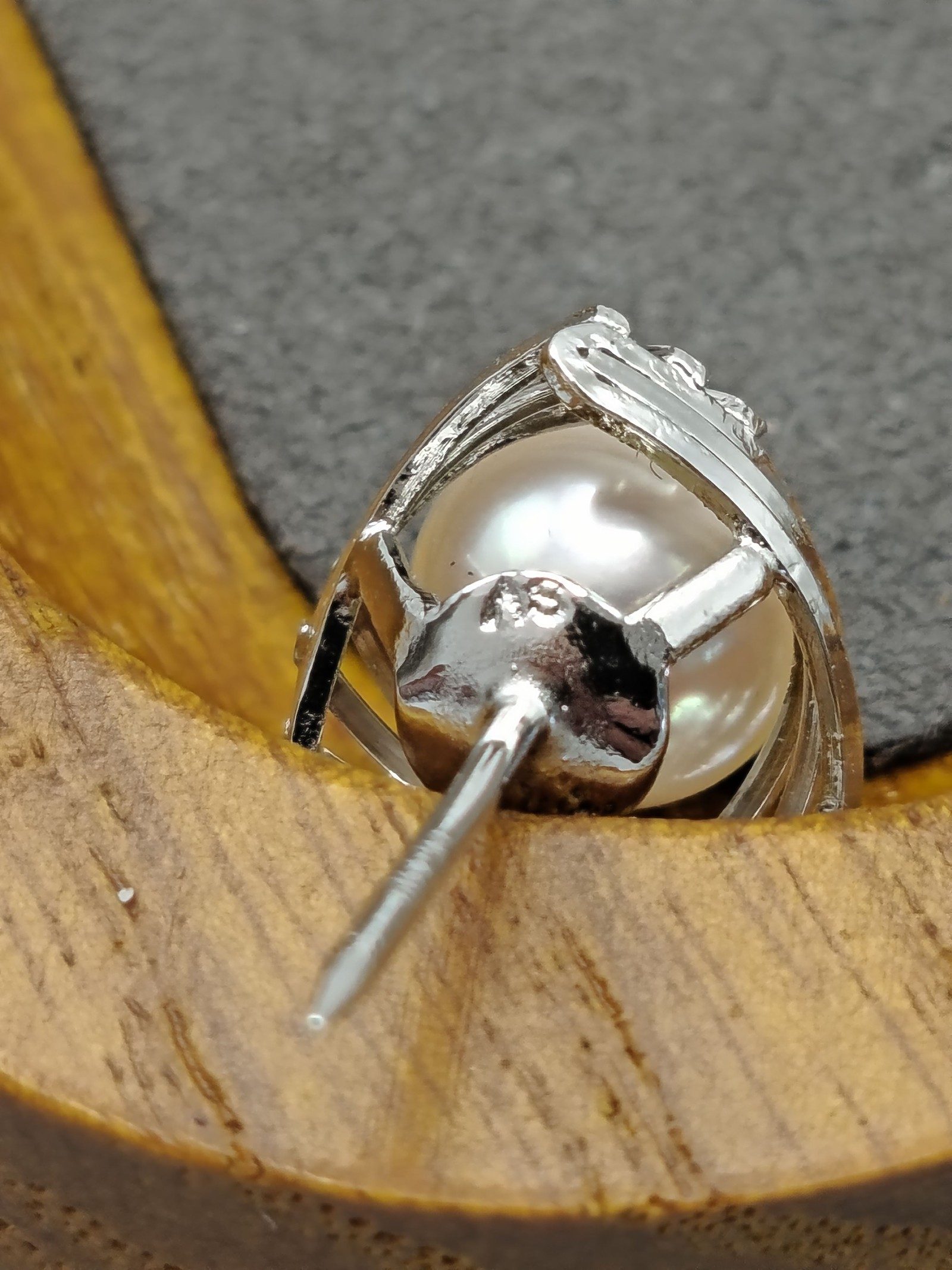 Silver Women's White Pearl tie Pin with Safety Chain Other image 9
