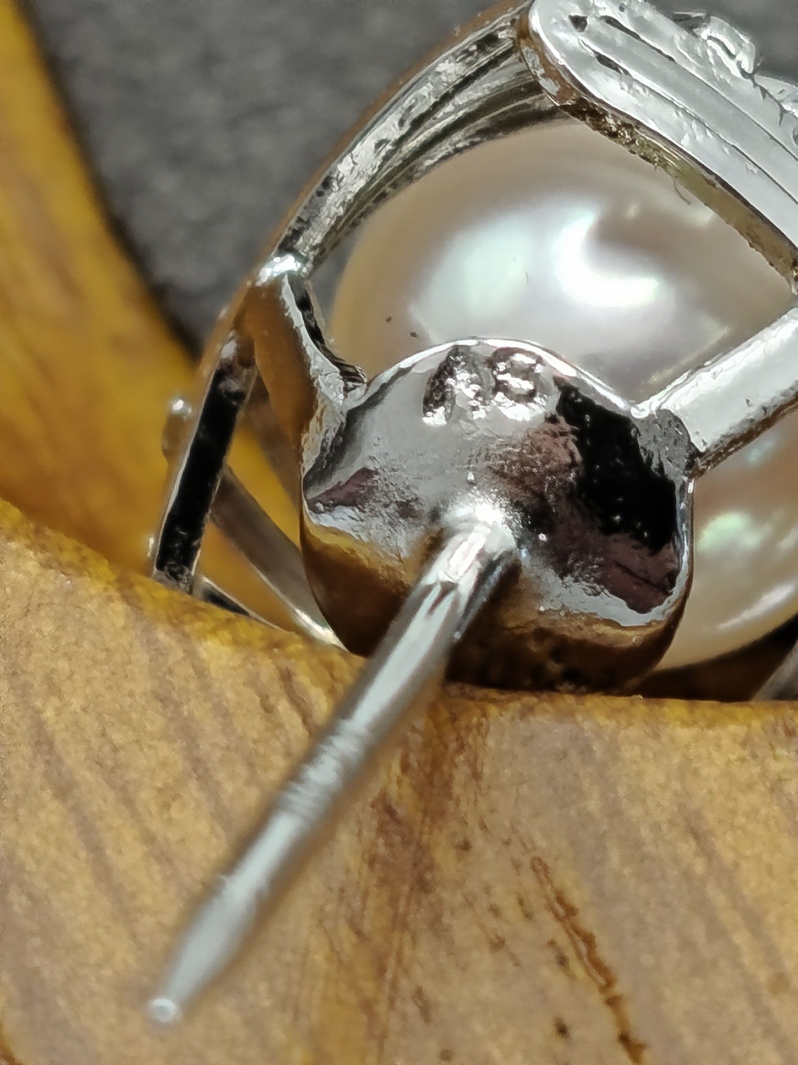 Silver Women's White Pearl tie Pin with Safety Chain Other image 10