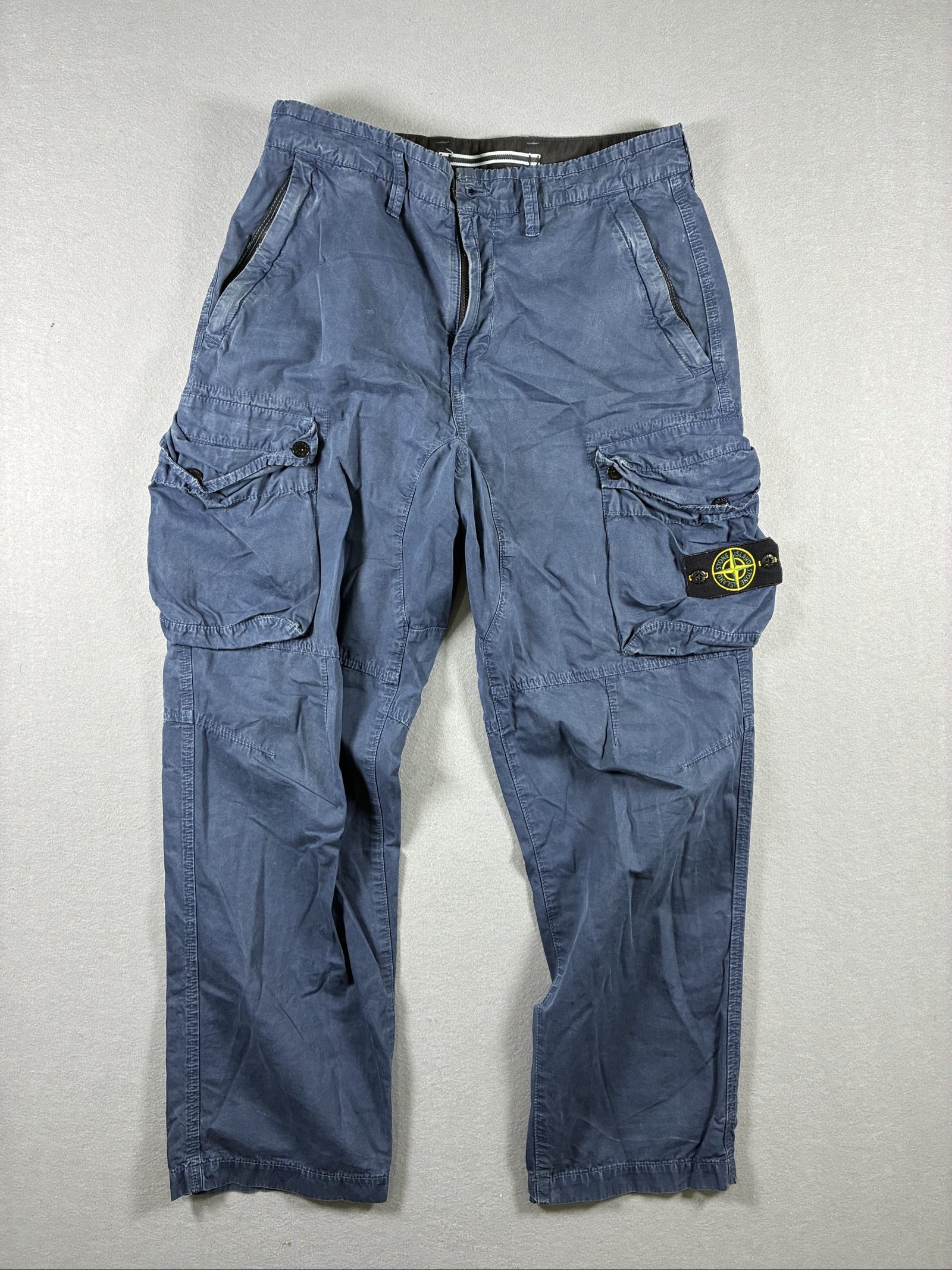 Stone Island Men's Blue Cargo Trousers W30 Cotton