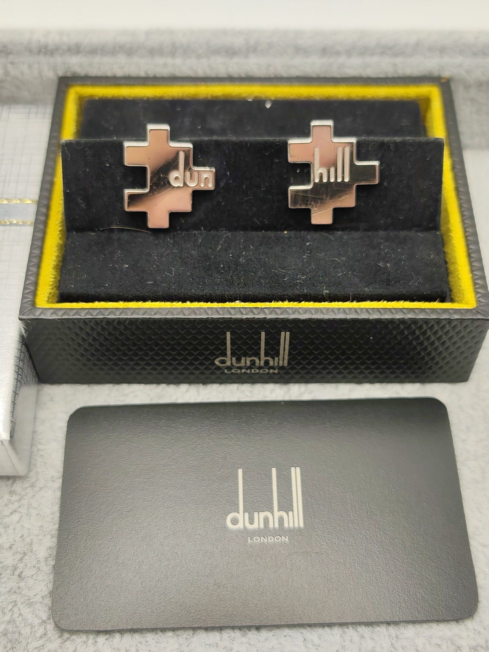 Dunhill Men Silver Puzzle Logo Cufflinks image 2