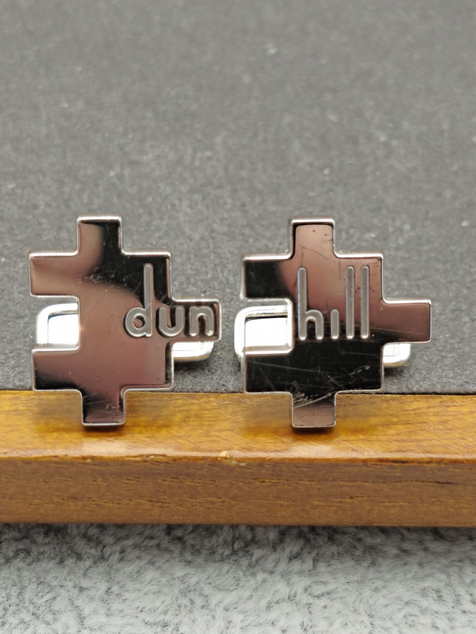 Dunhill Men Silver Puzzle Logo Cufflinks image 4