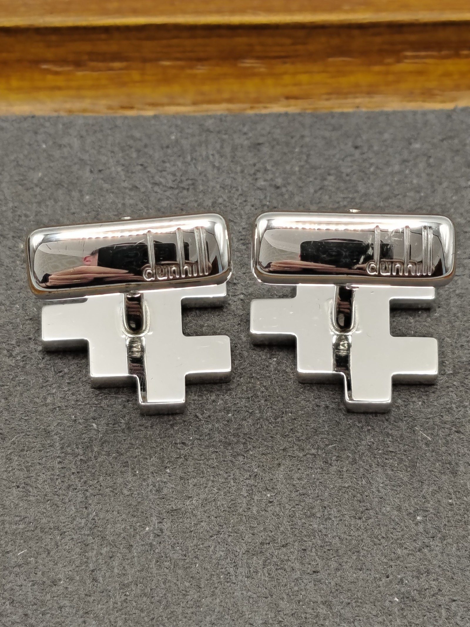 Dunhill Men Silver Puzzle Logo Cufflinks image 7