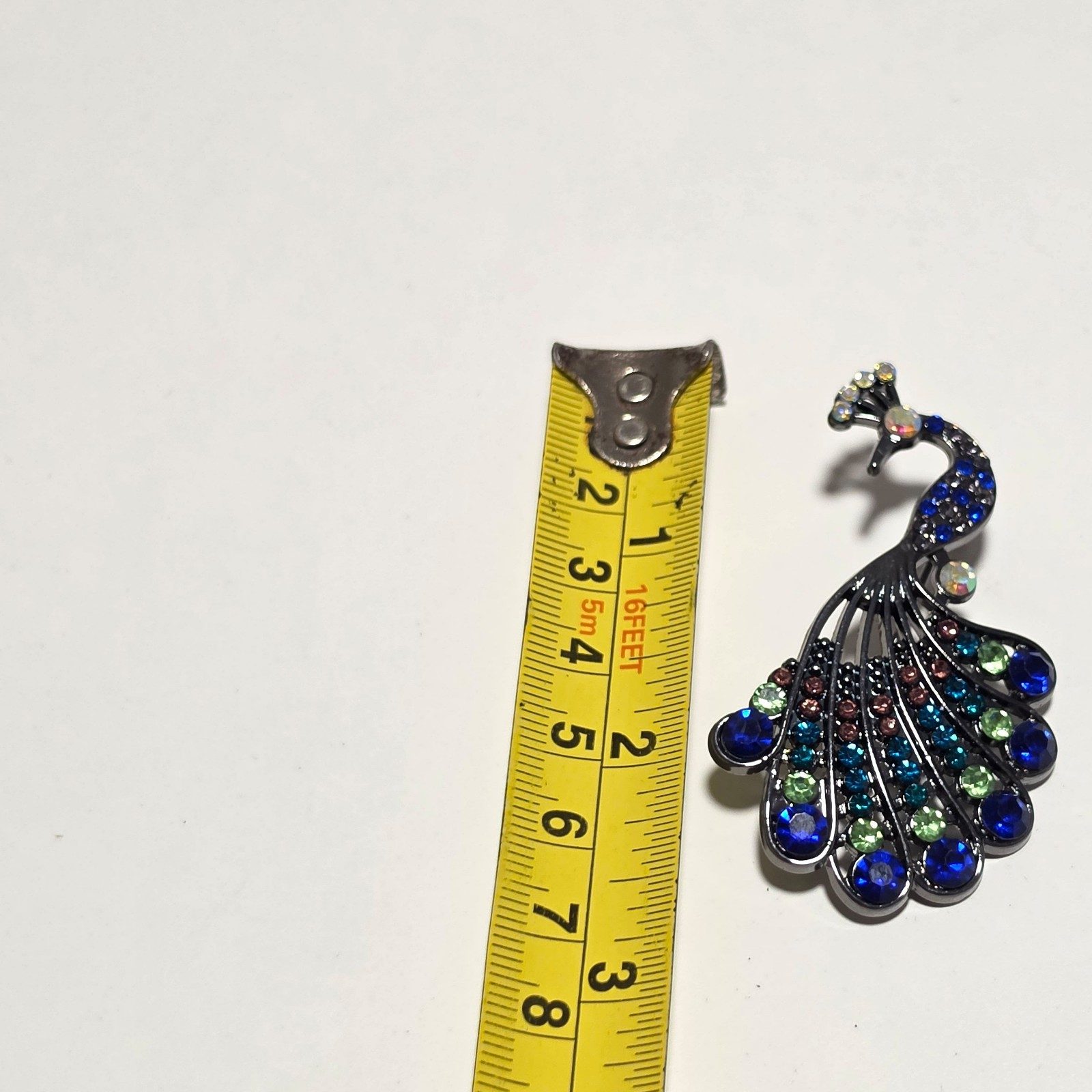 Peacock Shaped Multi-Coloured Rhinestone Brooch .b5 image 4
