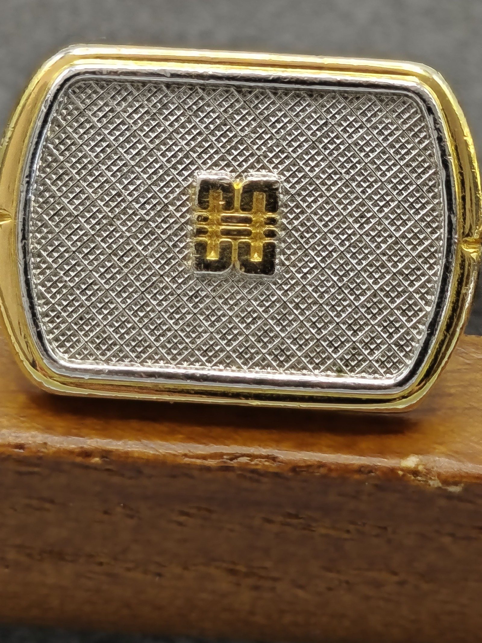 Gold & Silver Tone Rectangular Textured Cufflinks Men Other