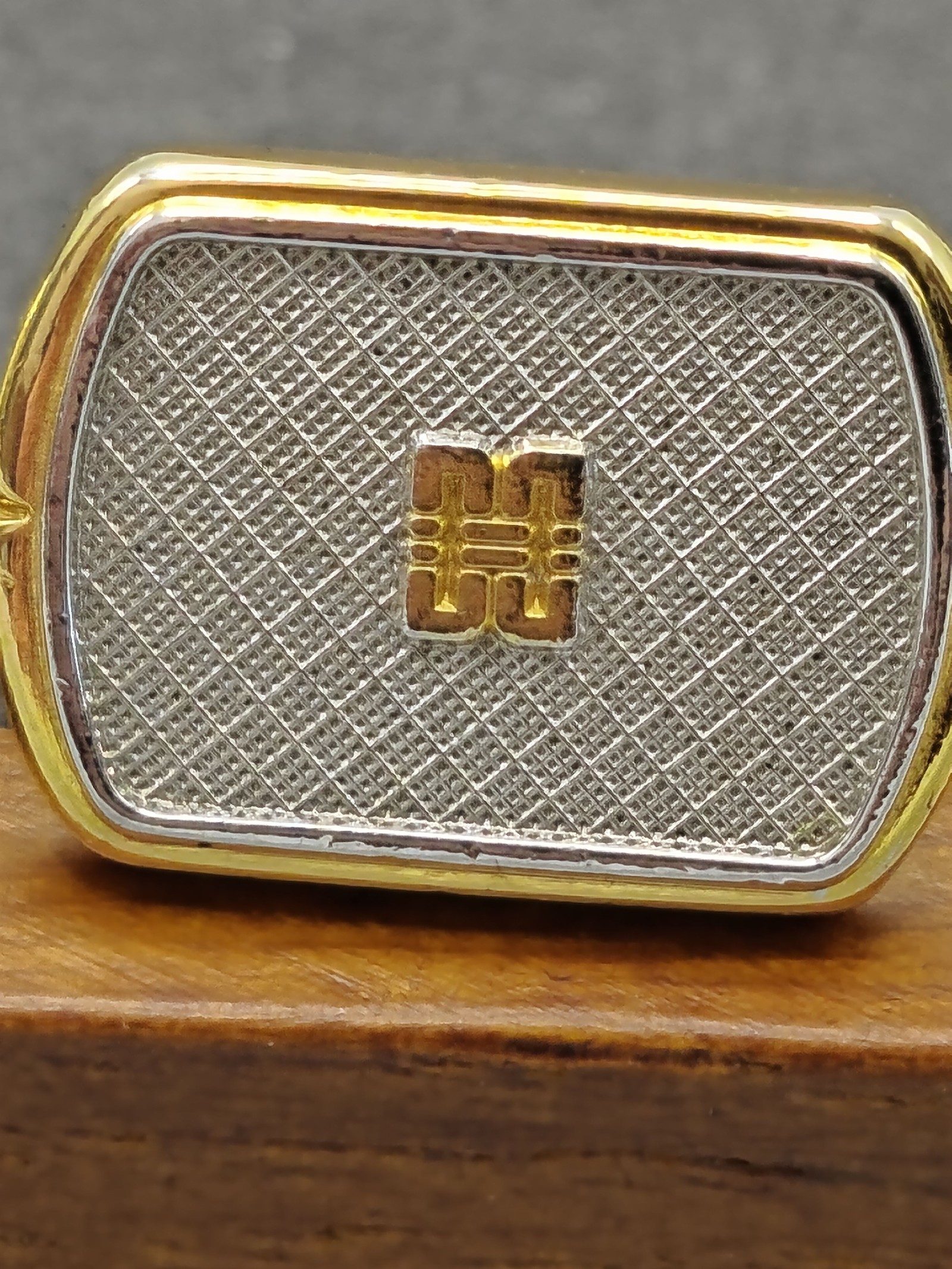 Gold & Silver Tone Rectangular Textured Cufflinks Men Other image 4