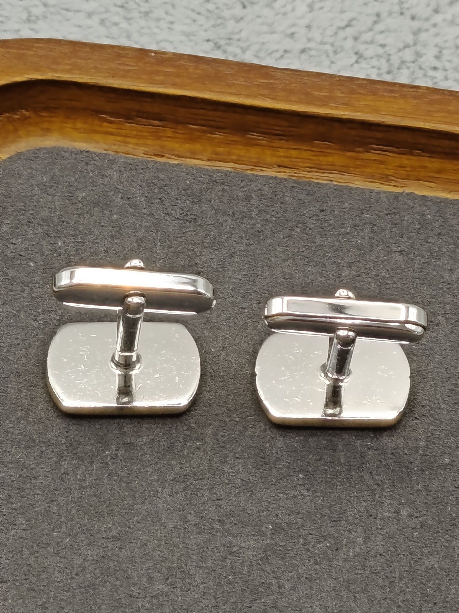 Gold & Silver Tone Rectangular Textured Cufflinks Men Other image 6
