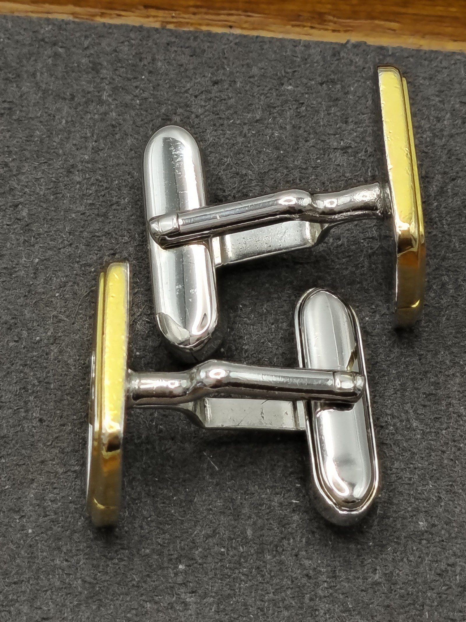 Gold & Silver Tone Rectangular Textured Cufflinks Men Other image 7