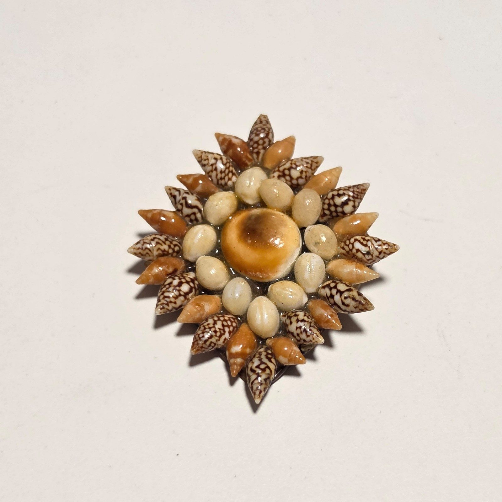Handmade Brown & Beige Seashell Brooch .b5