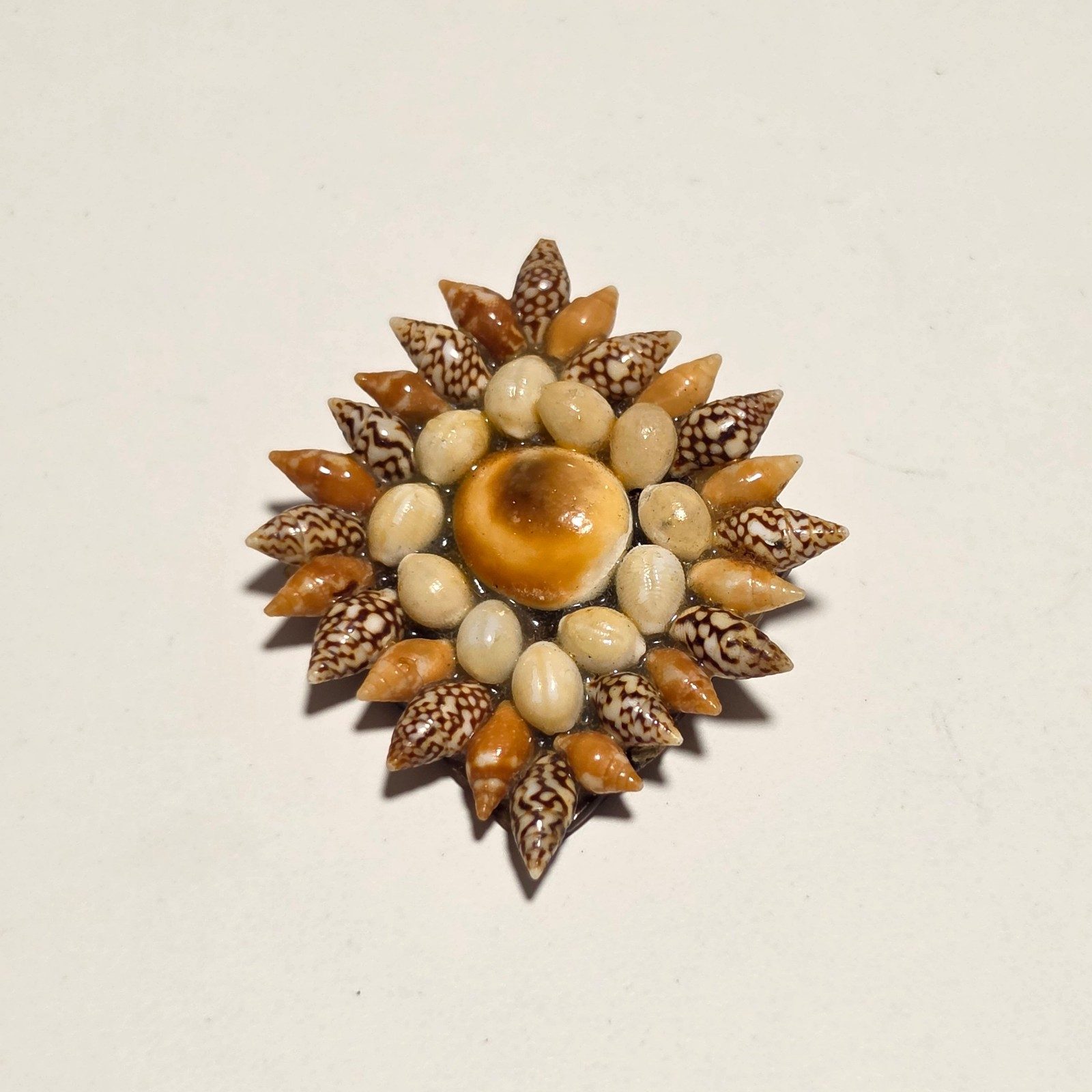 Handmade Brown & Beige Seashell Brooch .b5 image 2