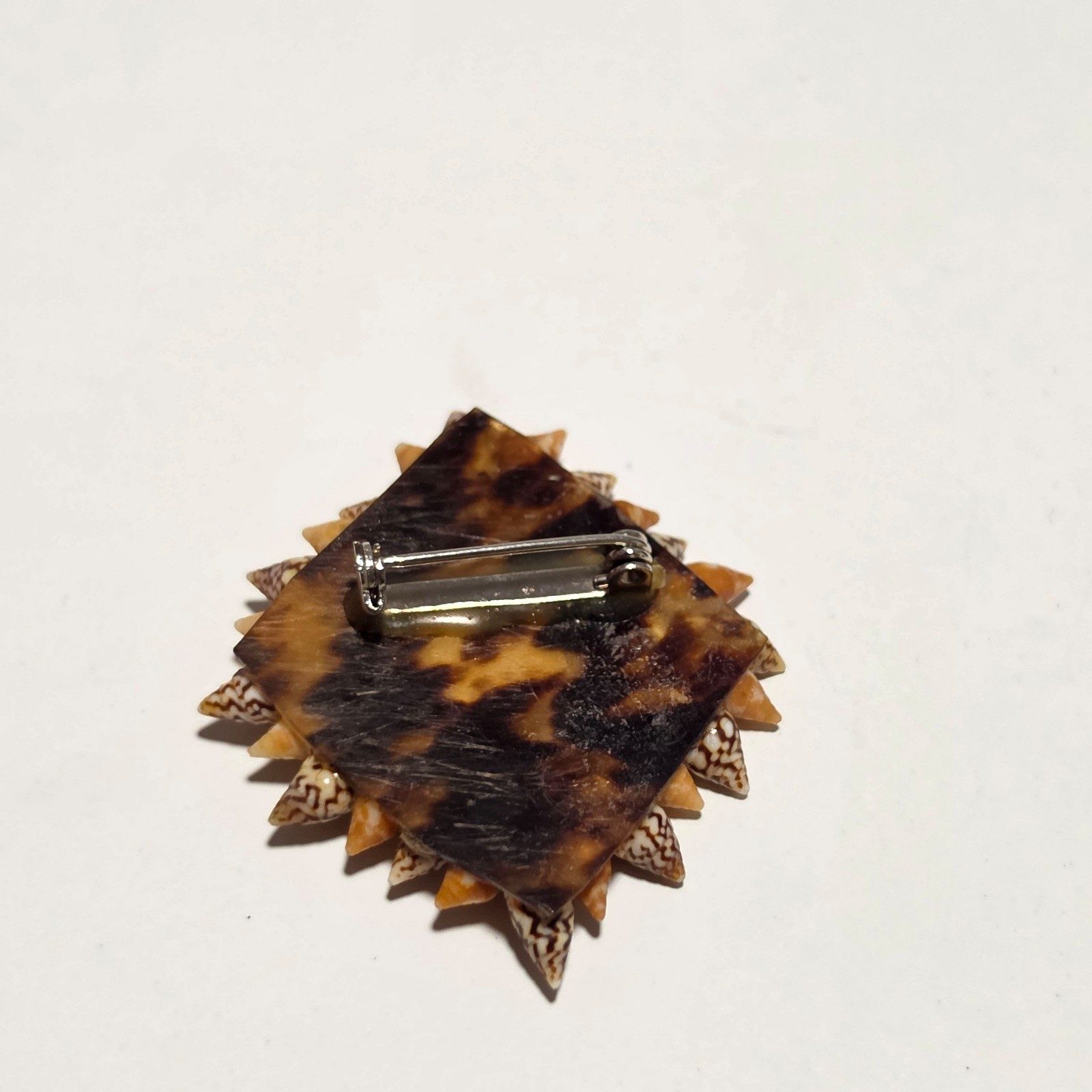 Handmade Brown & Beige Seashell Brooch .b5 image 3