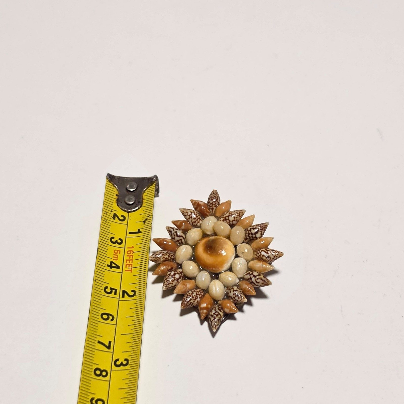 Handmade Brown & Beige Seashell Brooch .b5 image 4