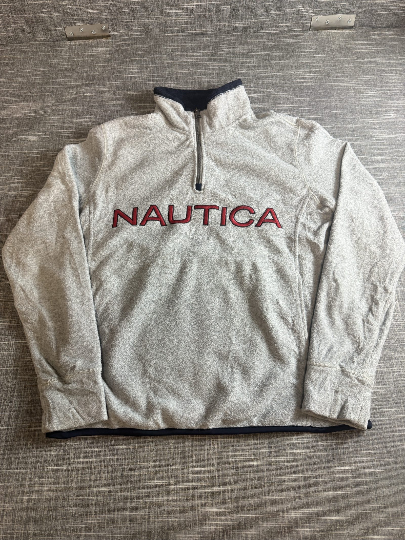 Nautica Men’s Light Grey Fleece Half Zip Jumper XS Warm Soft