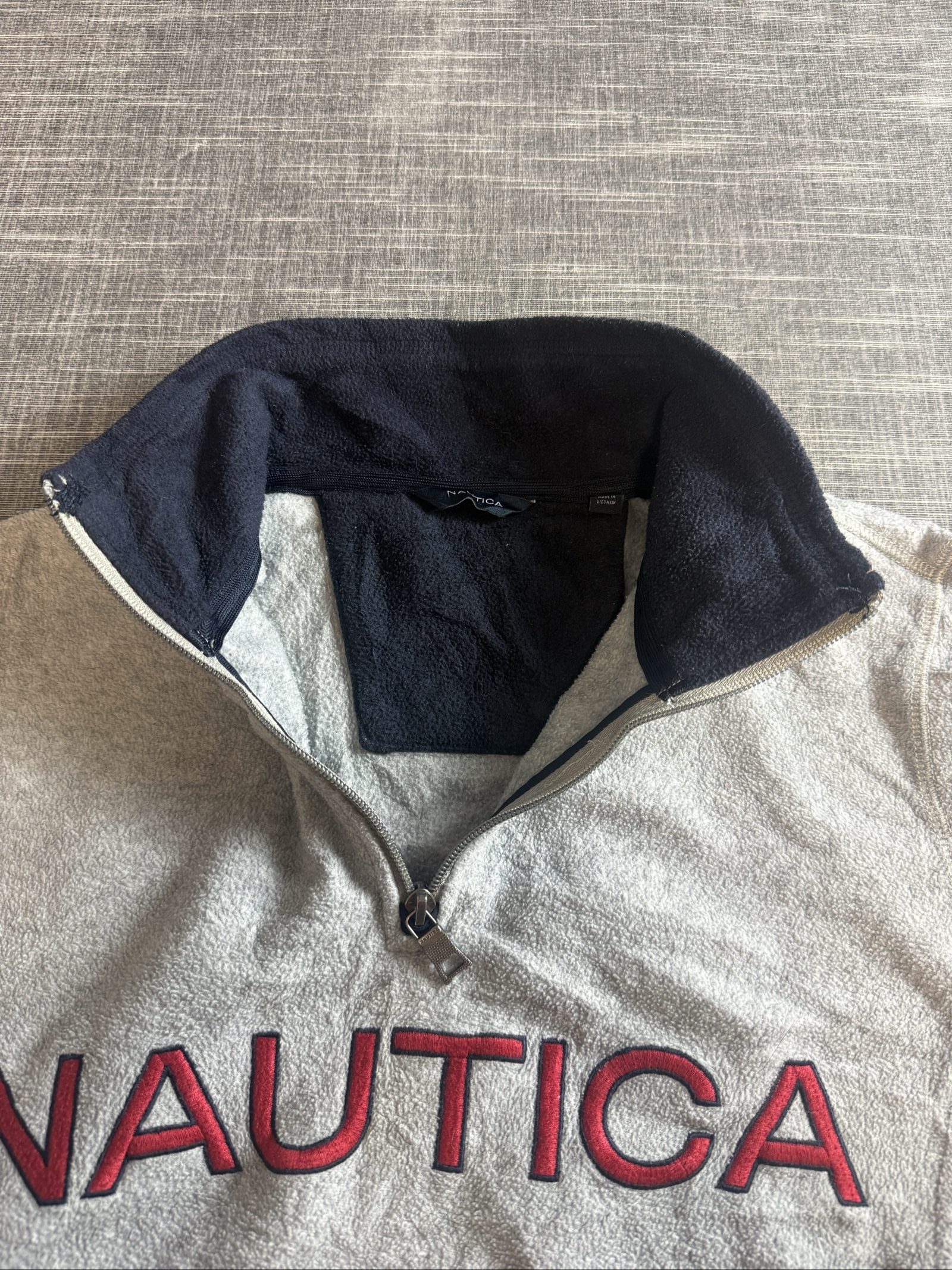 Nautica Men’s Light Grey Fleece Half Zip Jumper XS Warm Soft image 3