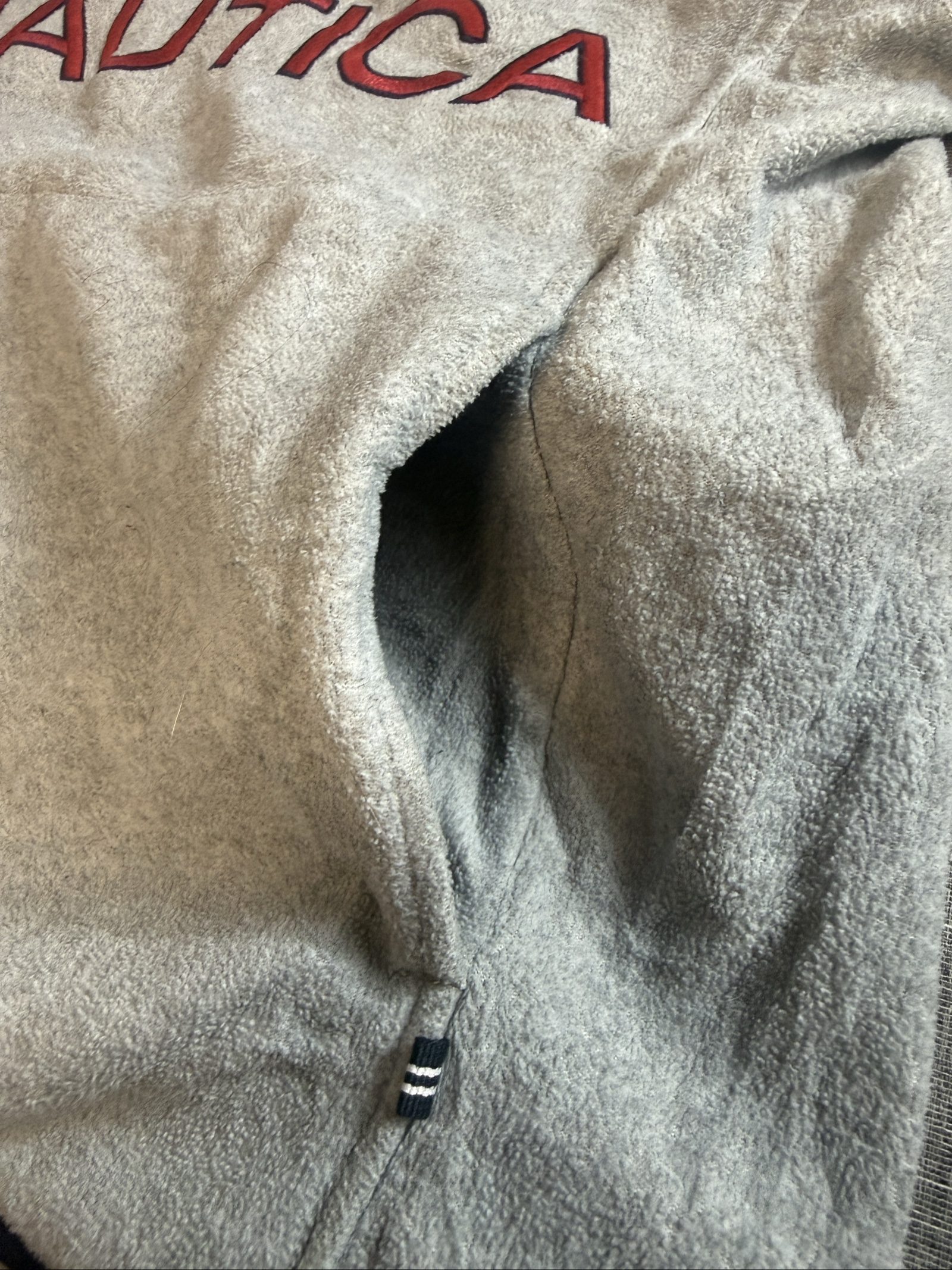 Nautica Men’s Light Grey Fleece Half Zip Jumper XS Warm Soft image 5