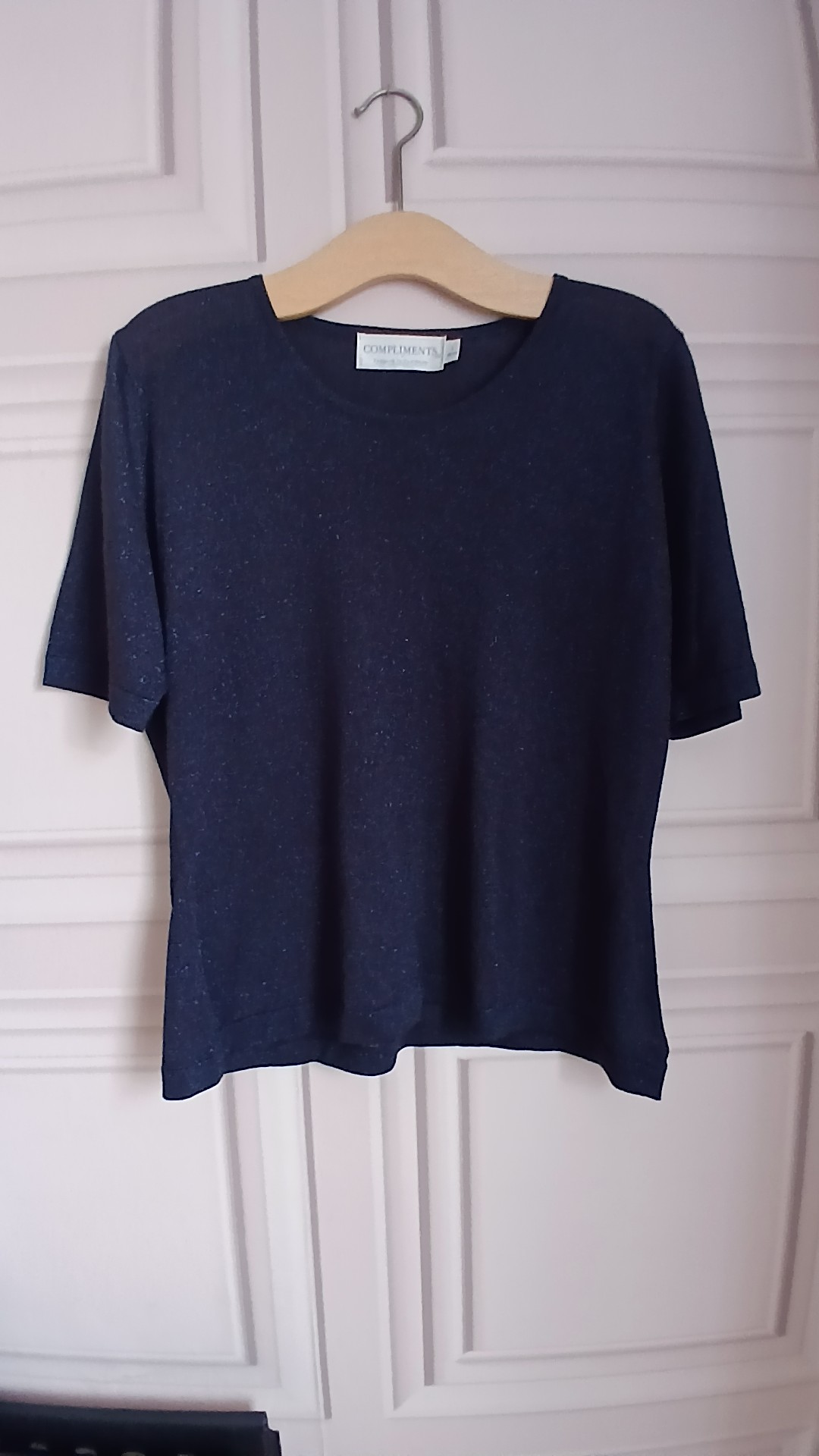 Compliments Women's Navy Glitter Short Sleeve Top/Jumper Size 18/20