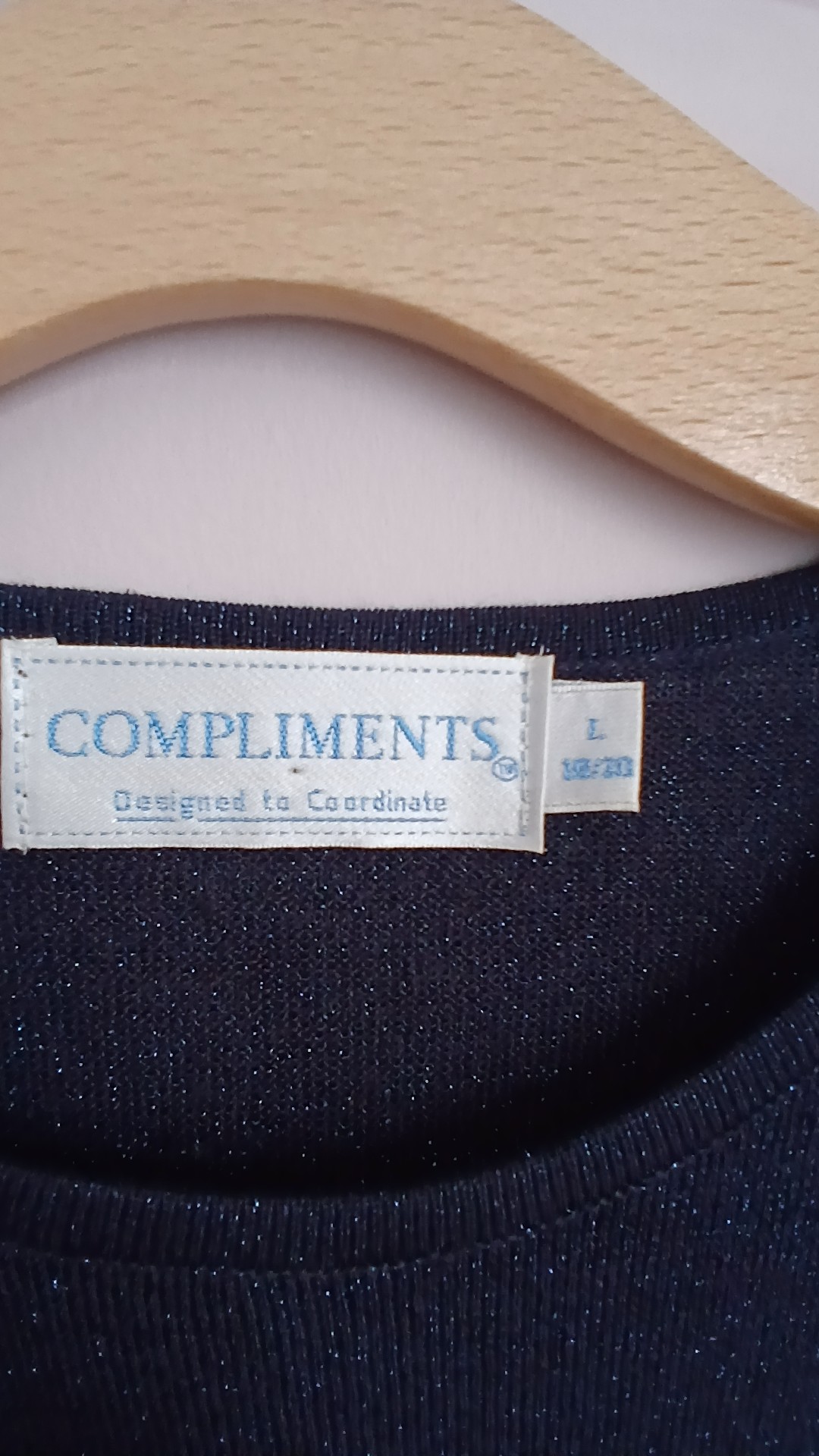 Compliments Women's Navy Glitter Short Sleeve Top/Jumper Size 18/20 image 2