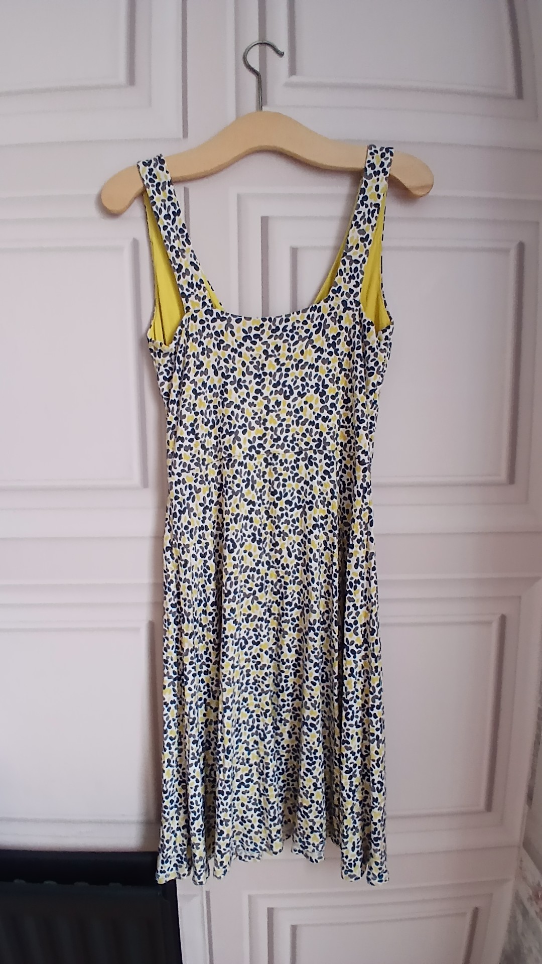 Yellow & Blue Patterned Women's Sleeveless V-Neck Dress Size 10 image 2