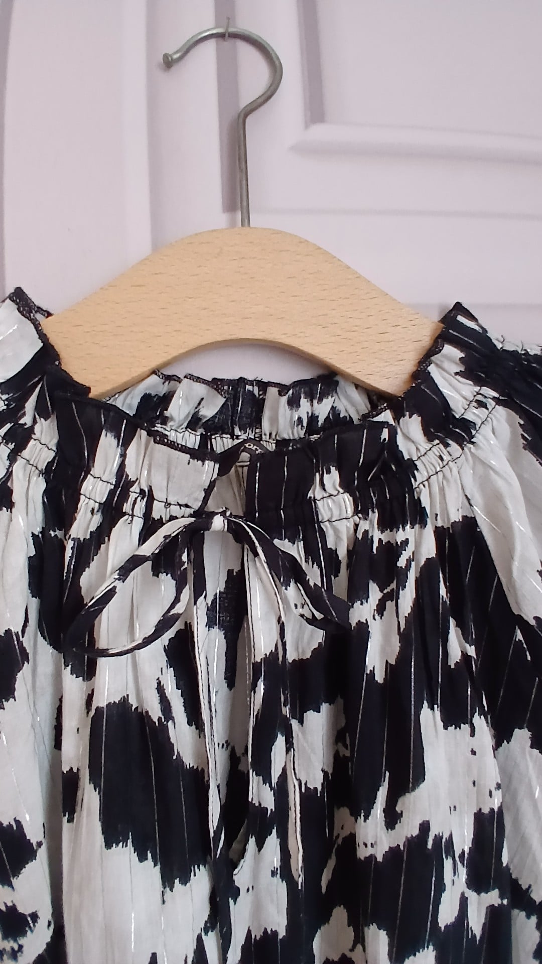 Black & White Print Long Sleeve Blouse UK 20 Silver Stripes image 2