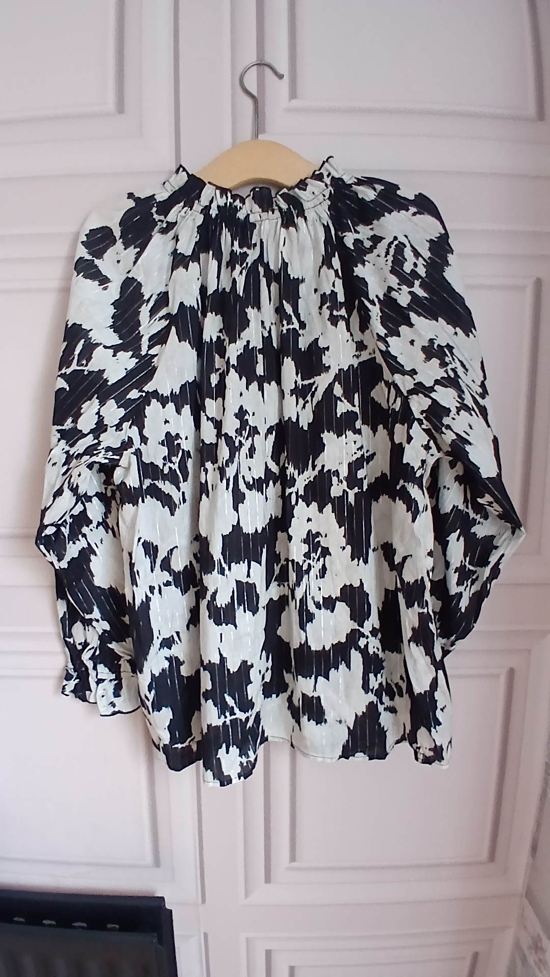 Black & White Print Long Sleeve Blouse UK 20 Silver Stripes image 5