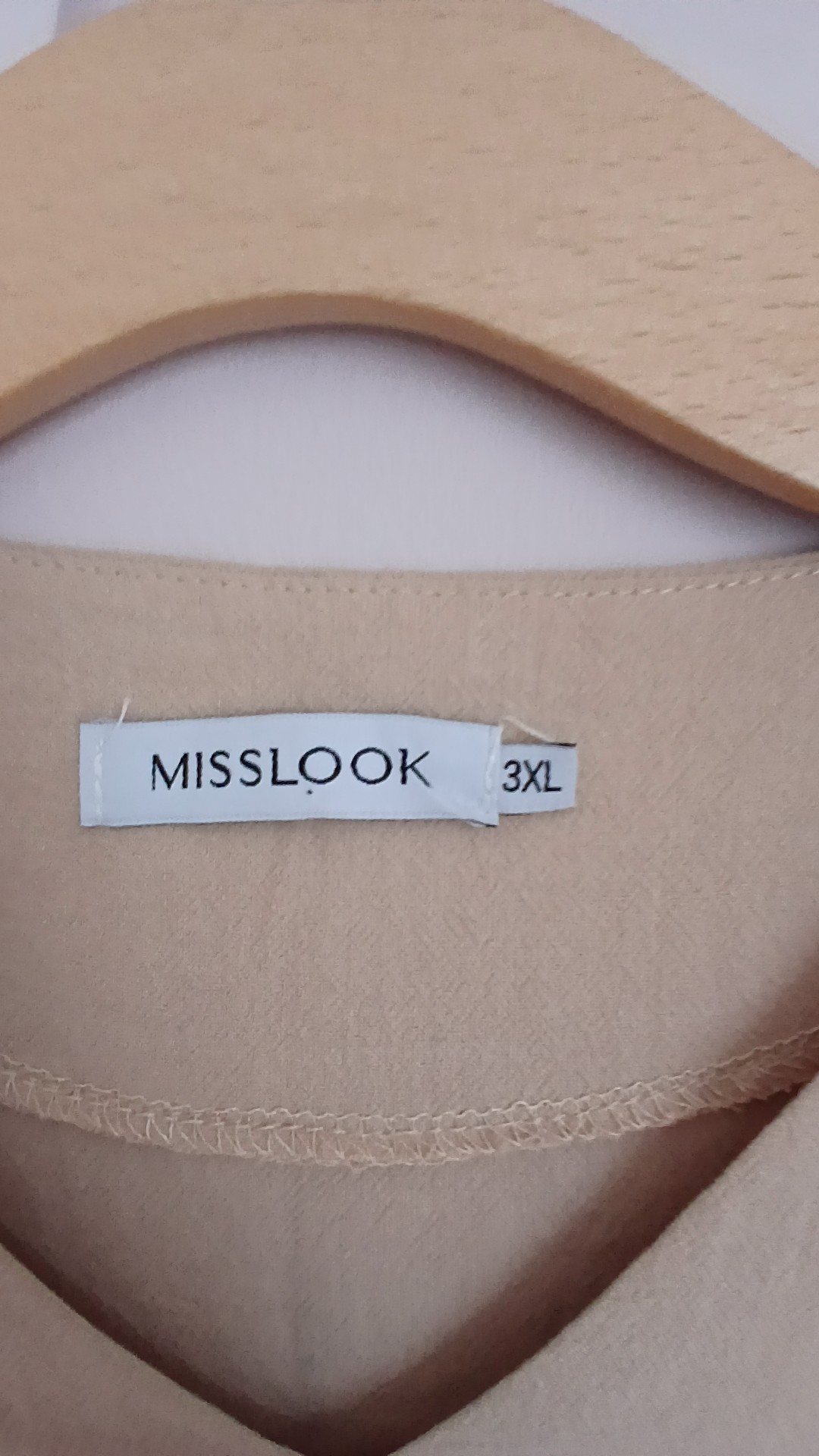 Misslook Beige Women's V-Neck Tunic Dress 3XL Cutout Hem image 3