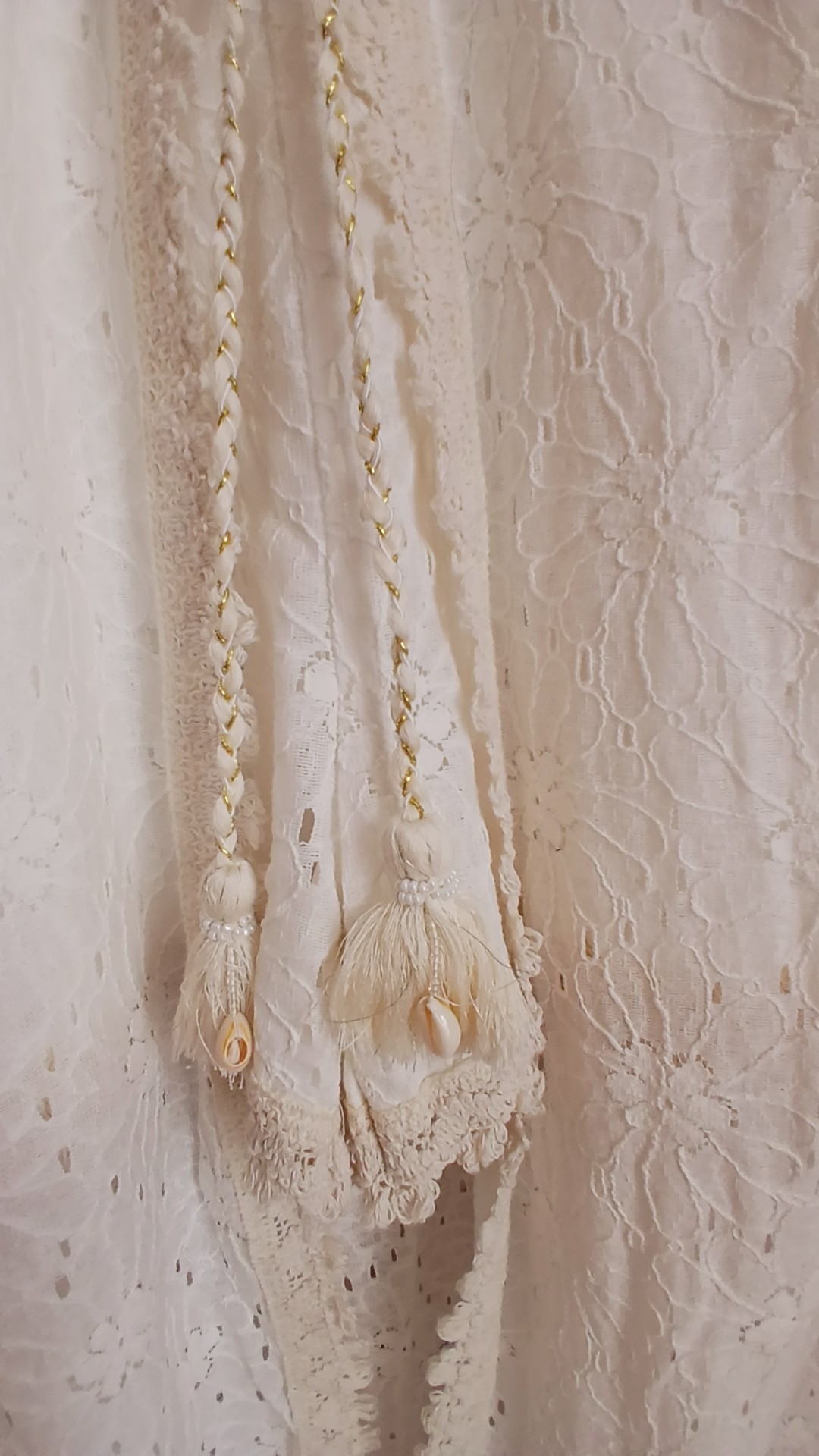 Cream Crochet Maxi with Shorts Tassles Pompom Boutique Size 12 image 4
