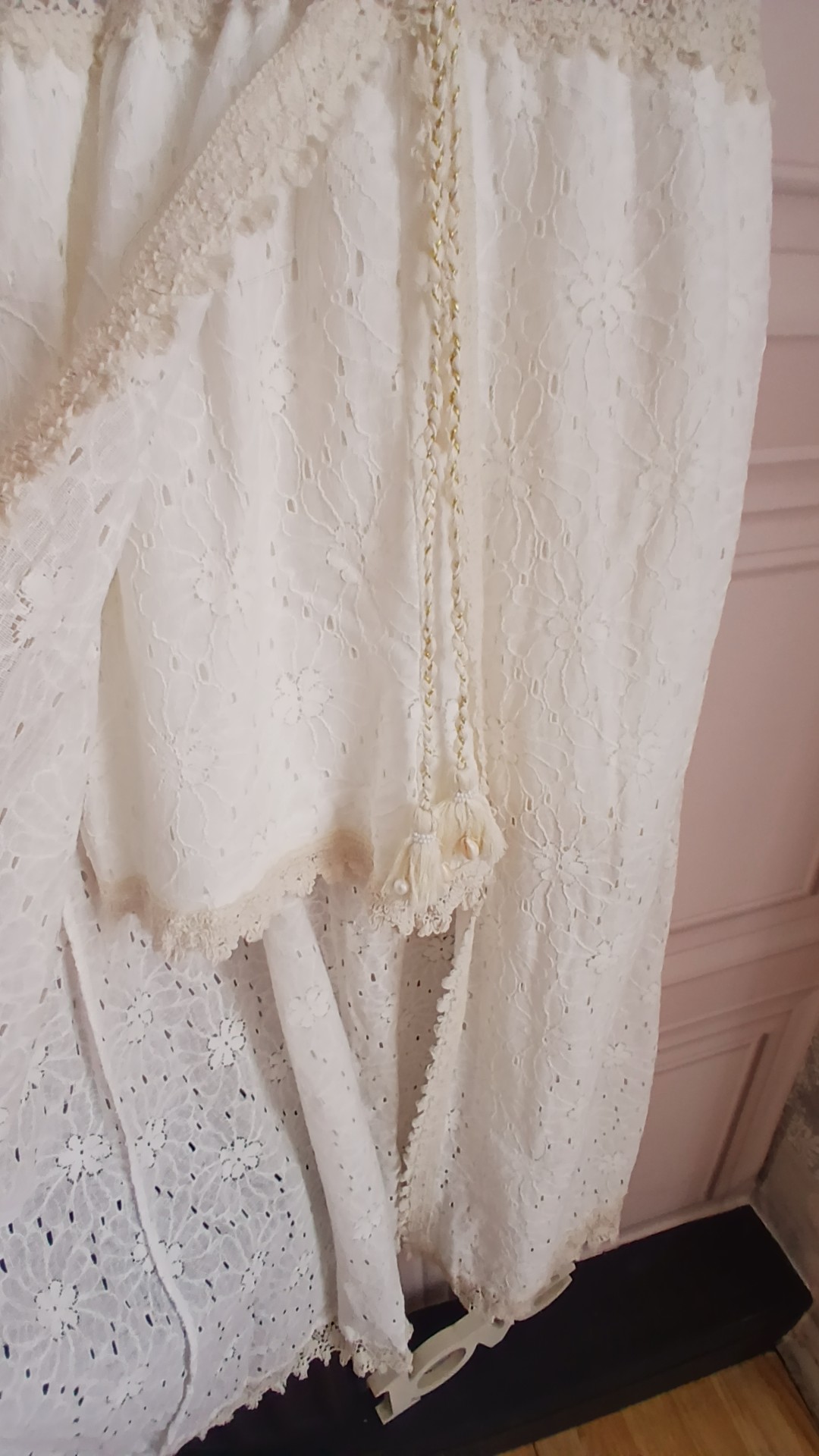 Cream Crochet Maxi with Shorts Tassles Pompom Boutique Size 12 image 6
