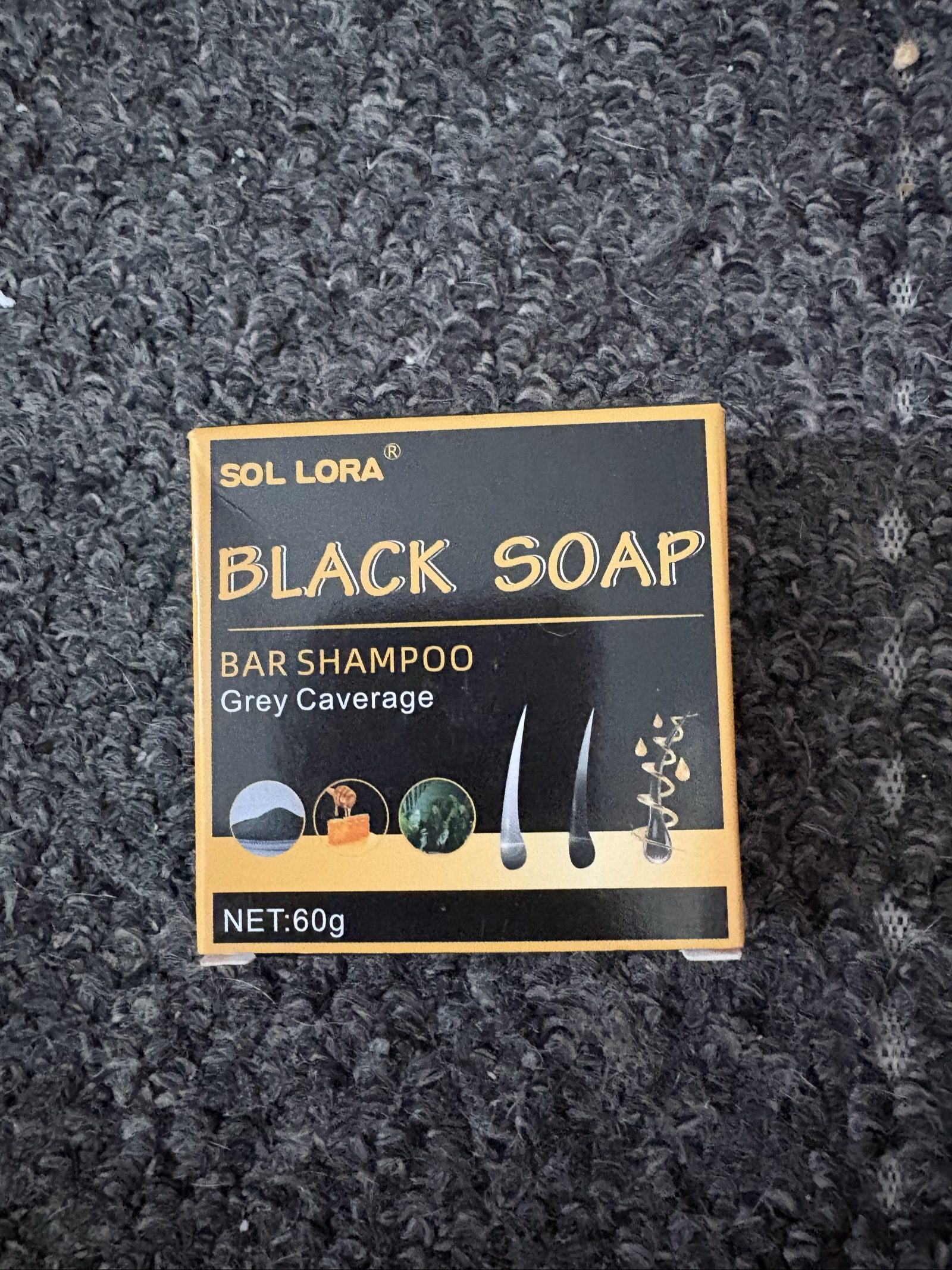 Sol Lora Black Soap Bar Shampoo 60g Grey Coverage