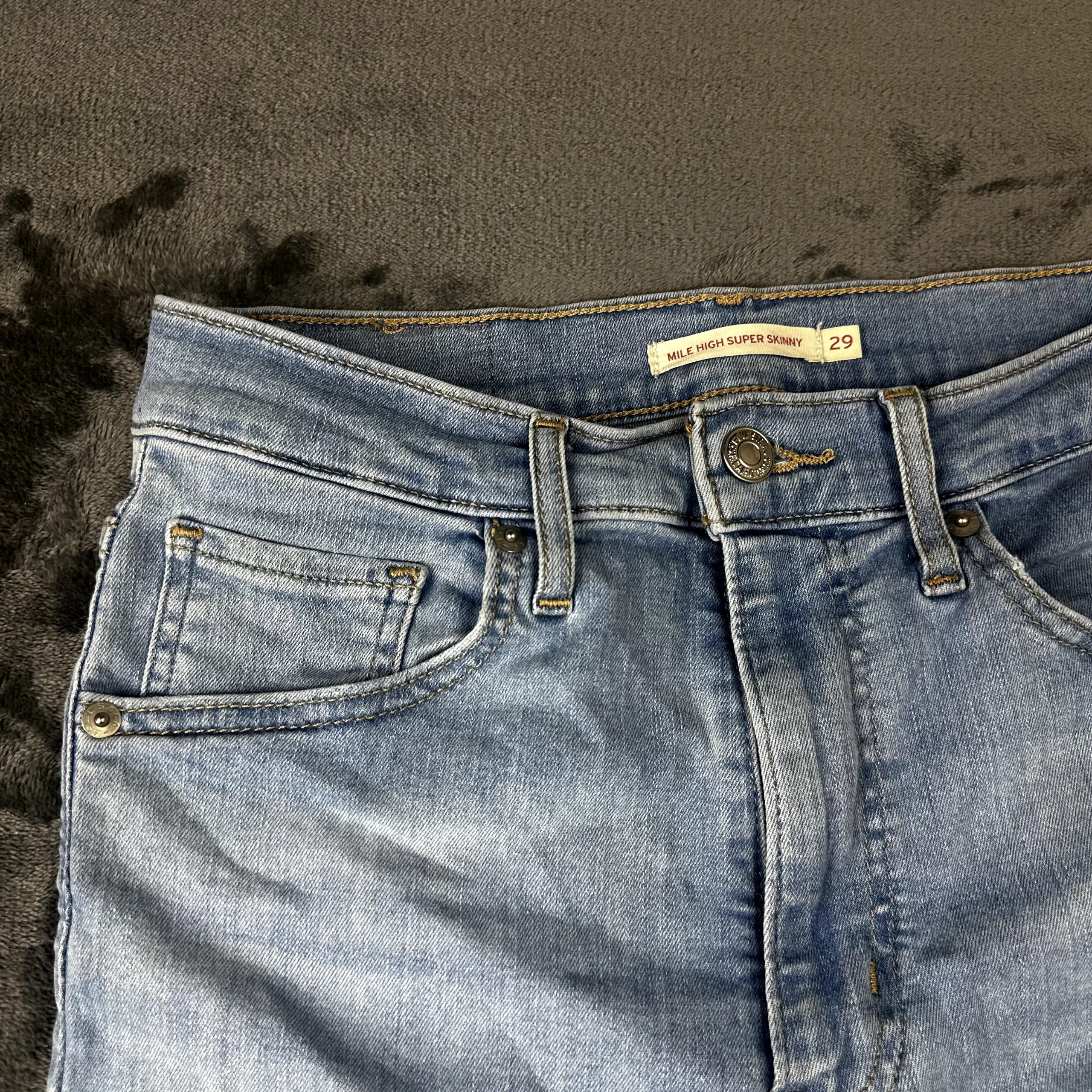 Levi's Mile High Super Skinny Jeans W29 L28 Light Wash Blue High Waisted image 8