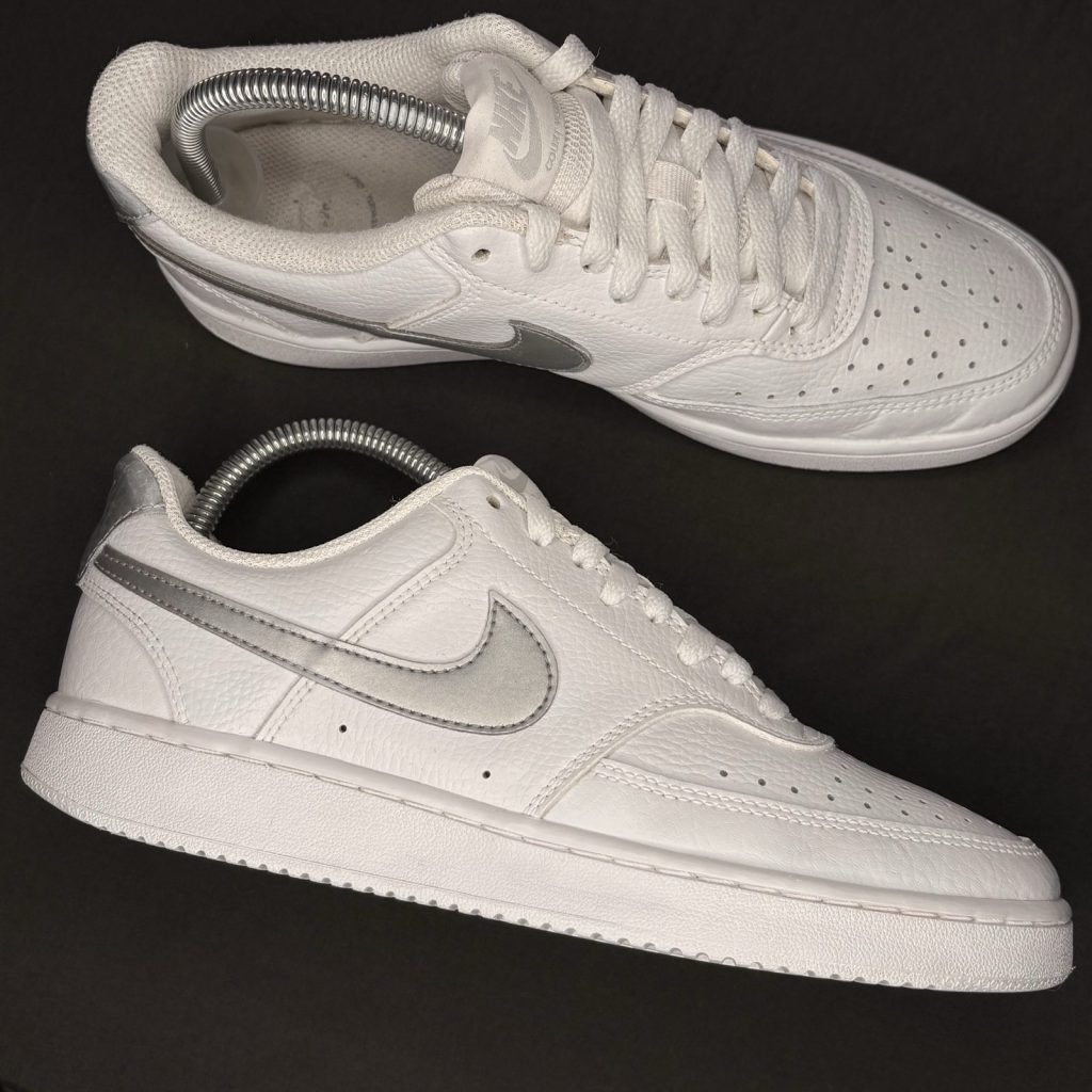 Nike White & Silver Court Vision Low Sneakers