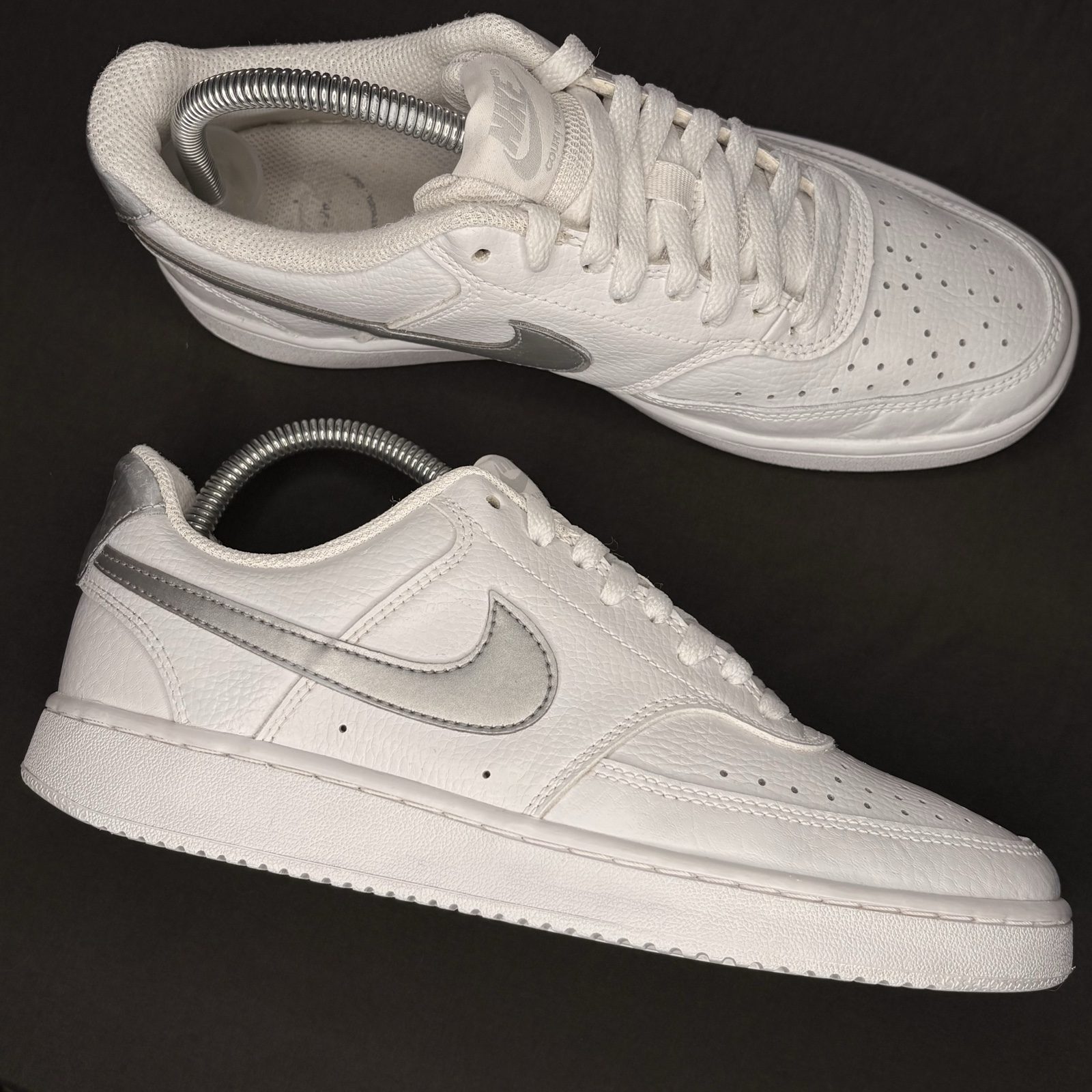 Nike White & Silver Court Vision Low Sneakers