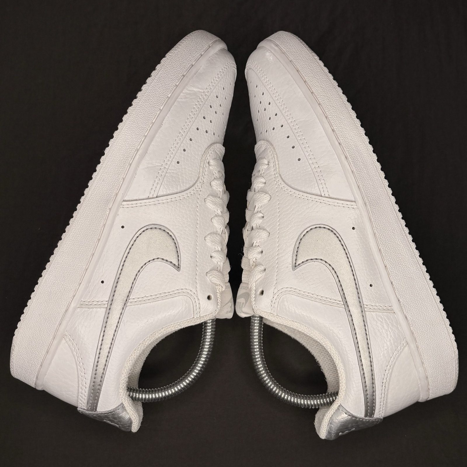 Nike White & Silver Court Vision Low Sneakers image 5