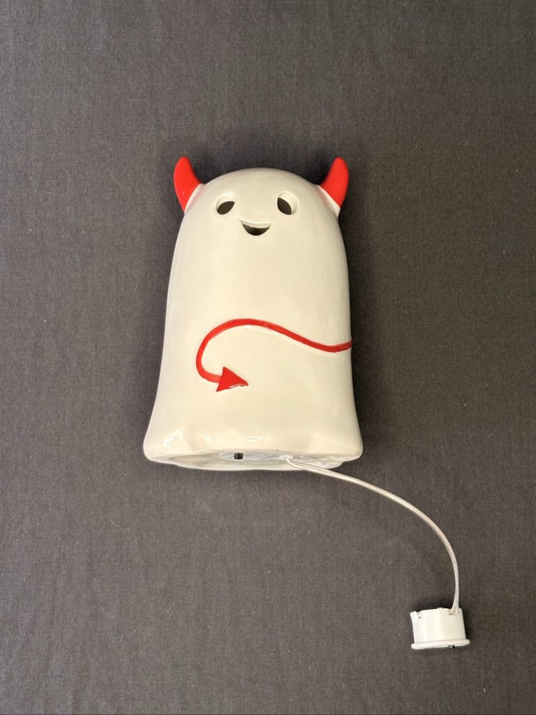 White & Red Ceramic Devil Night Light