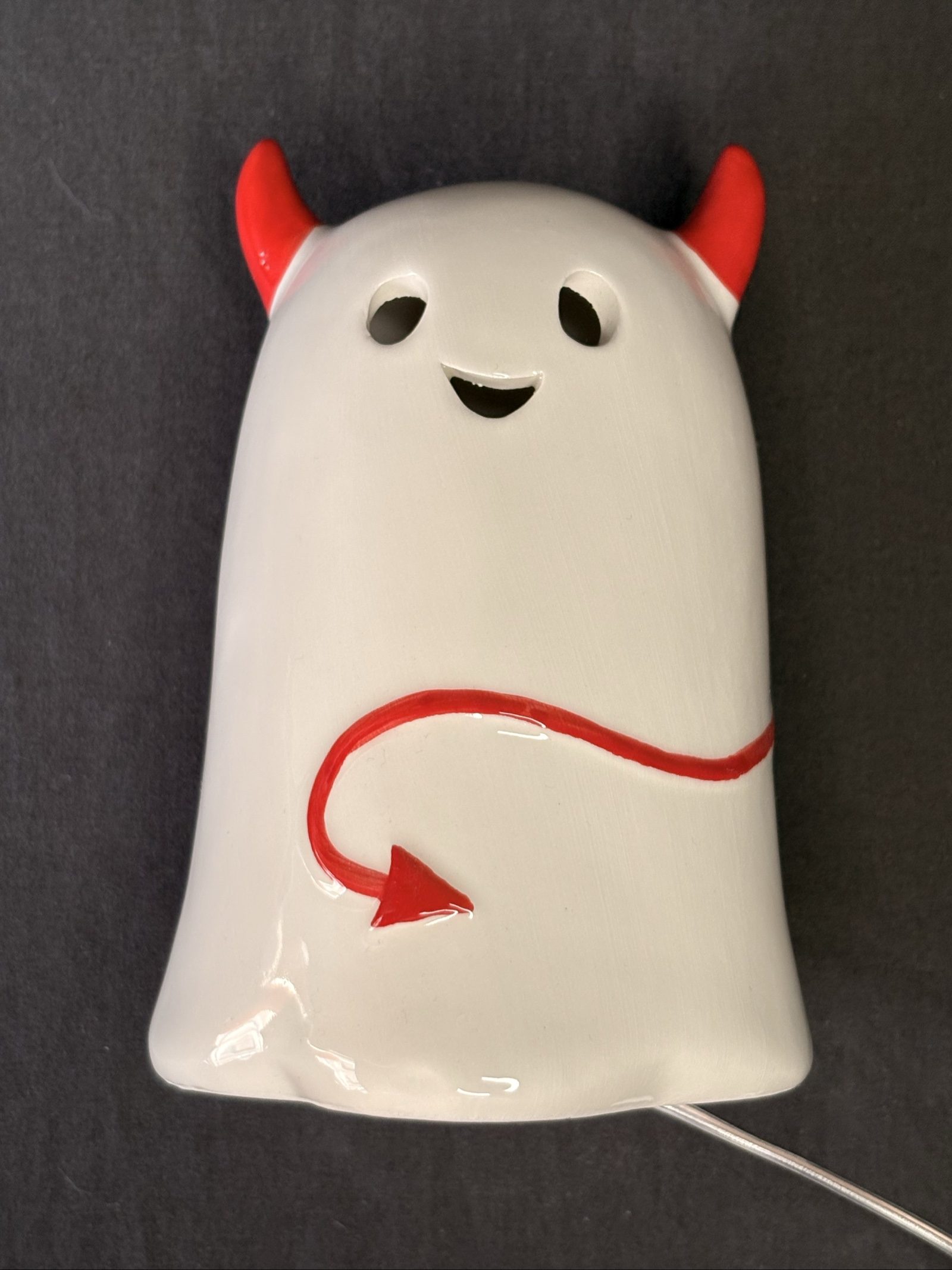White & Red Ceramic Devil Night Light image 2