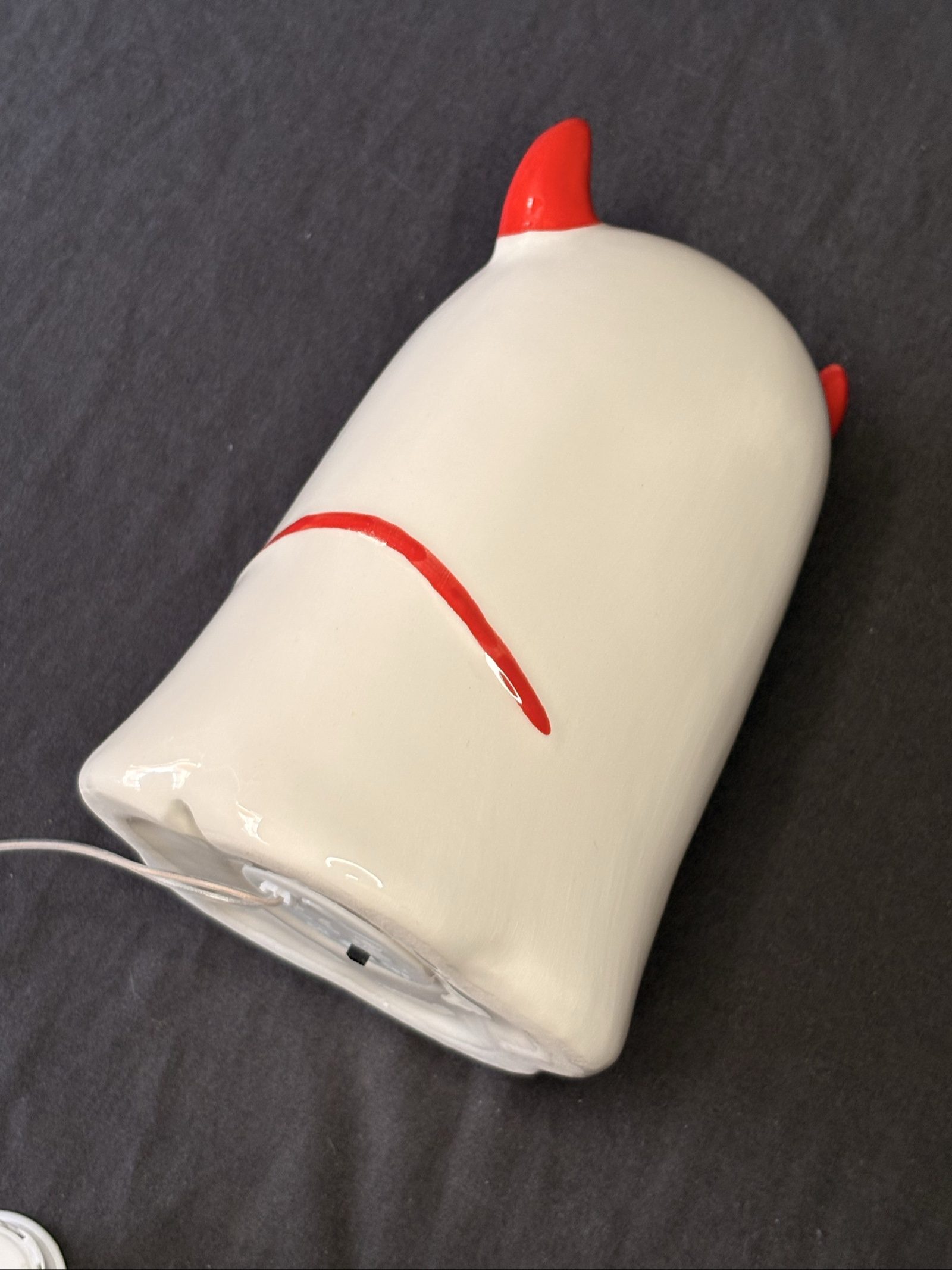 White & Red Ceramic Devil Night Light image 3