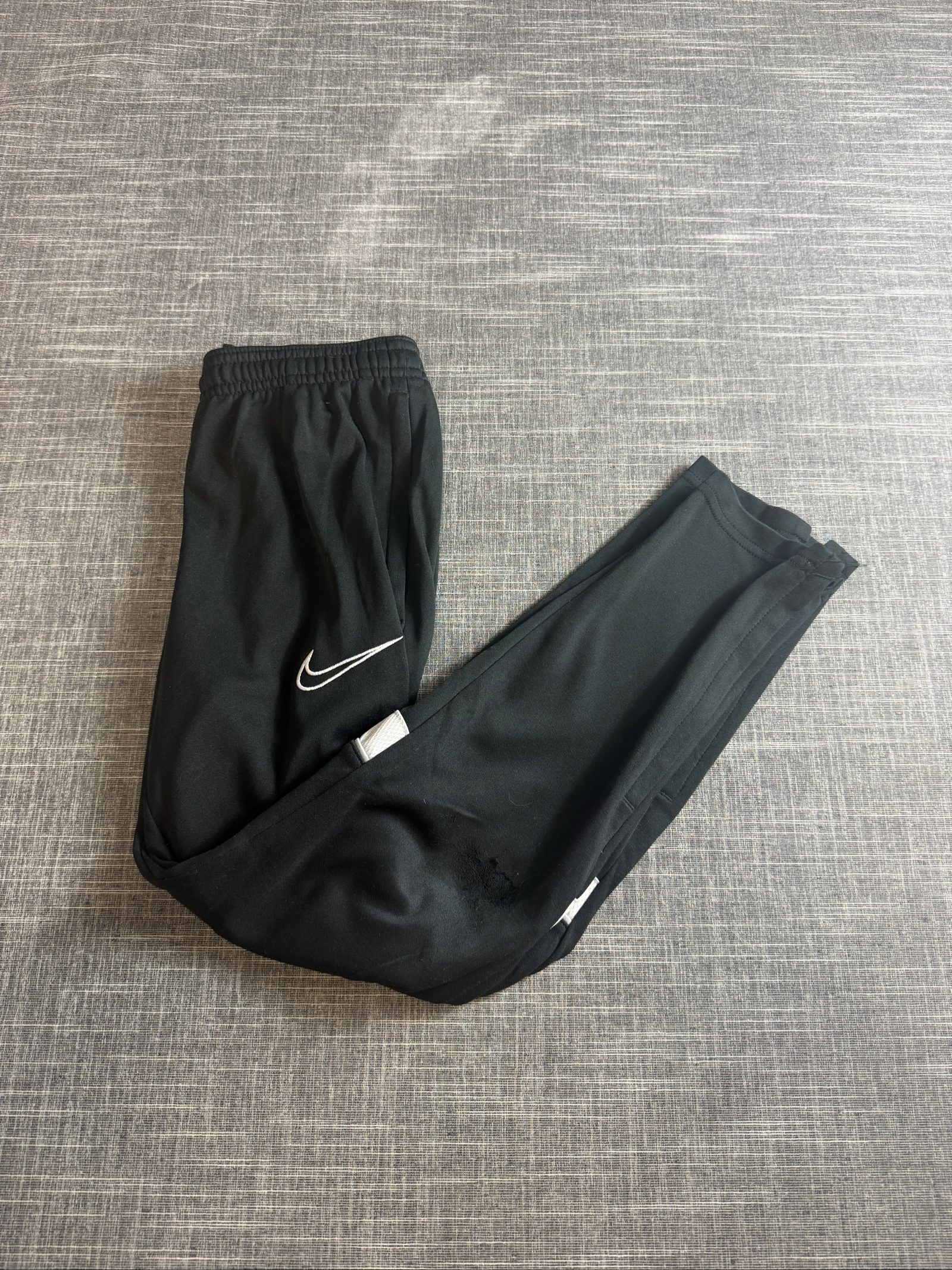 Nike Men's Black Track Pants with White Logo Elastic Waistband