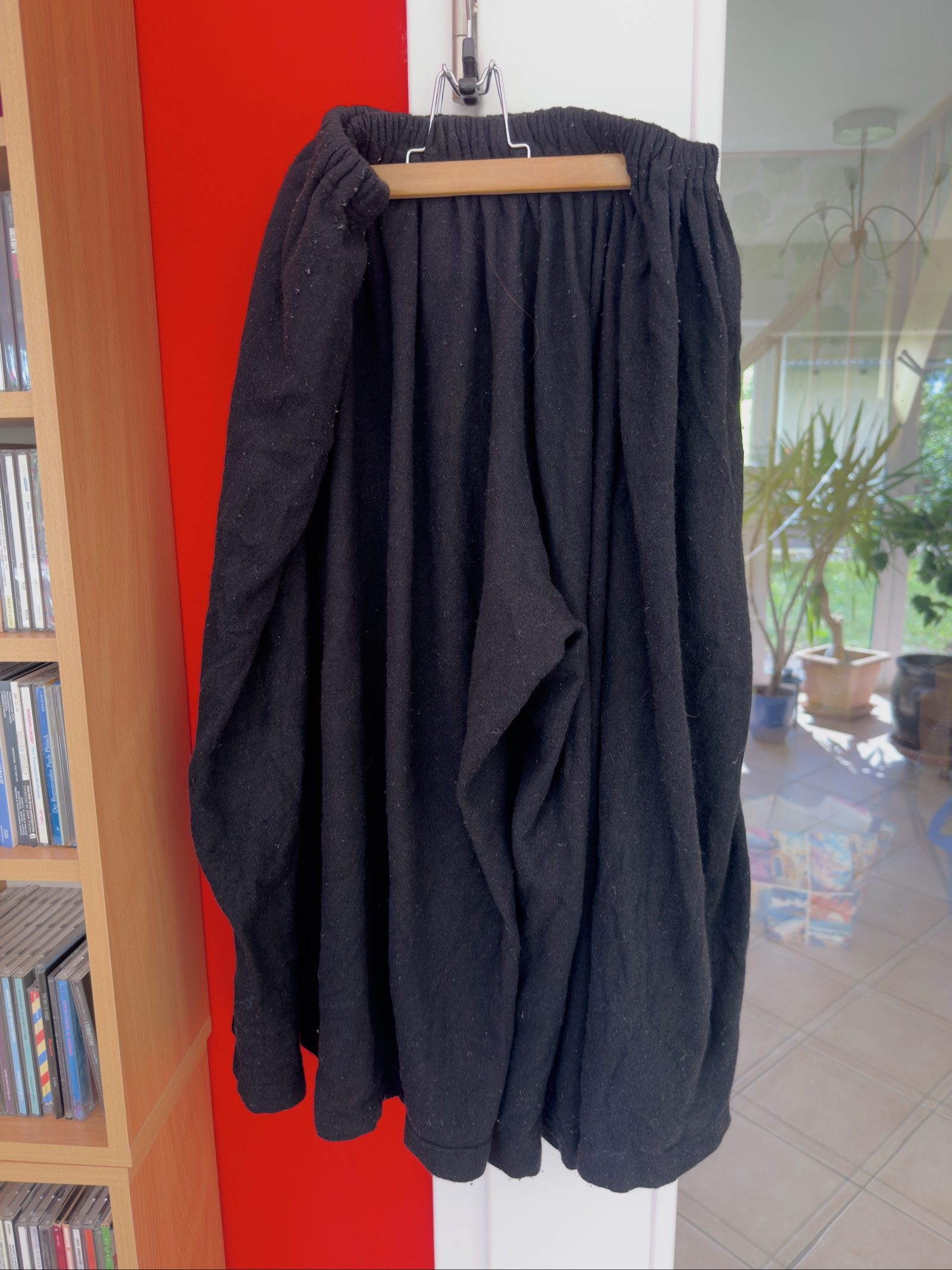 Y's Black Wool & Nylon Long Skirt 2 Made in Japan