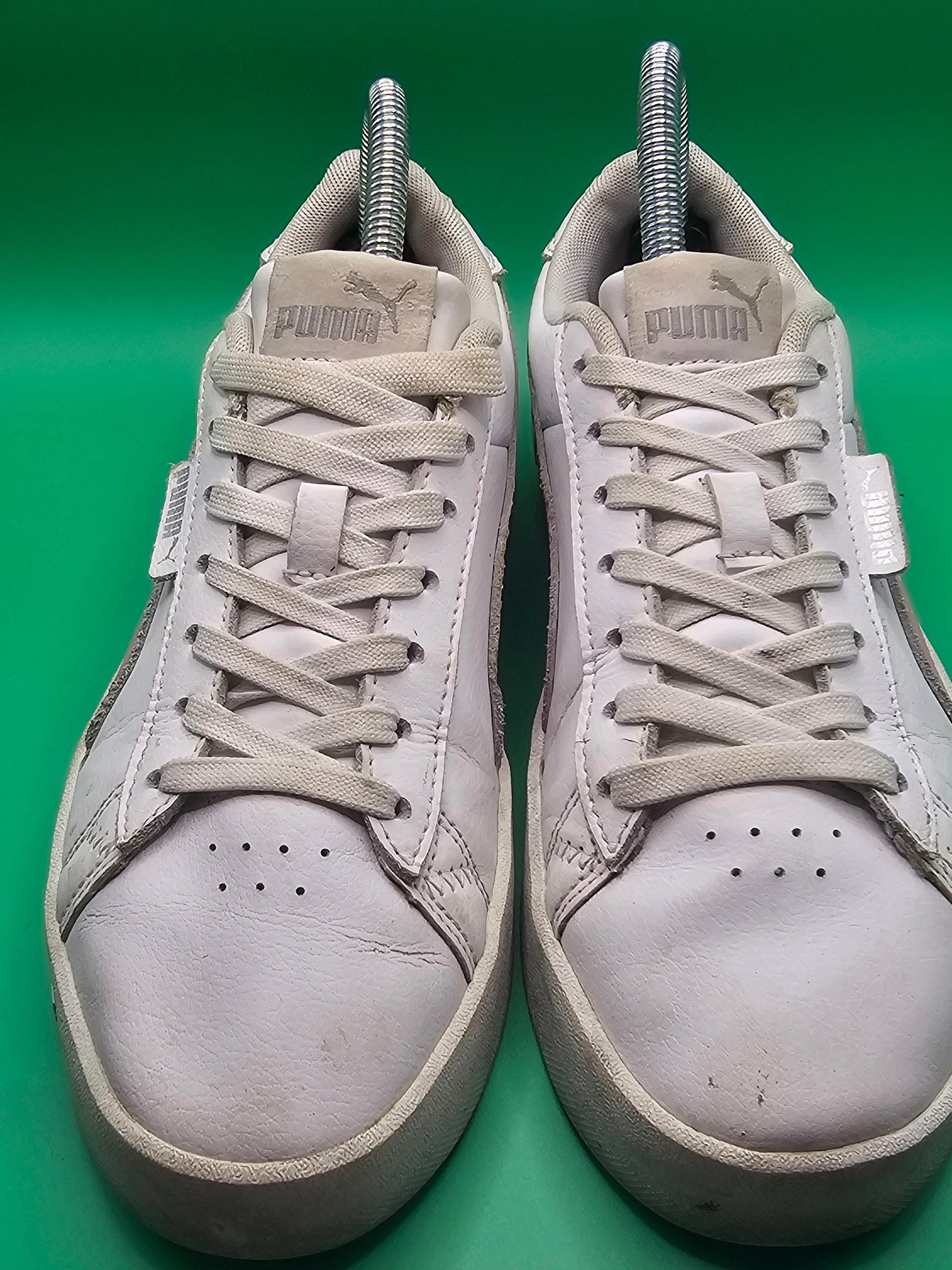 Puma White & Pink Leather Trainers UK 5.5 Kids Womens image 2