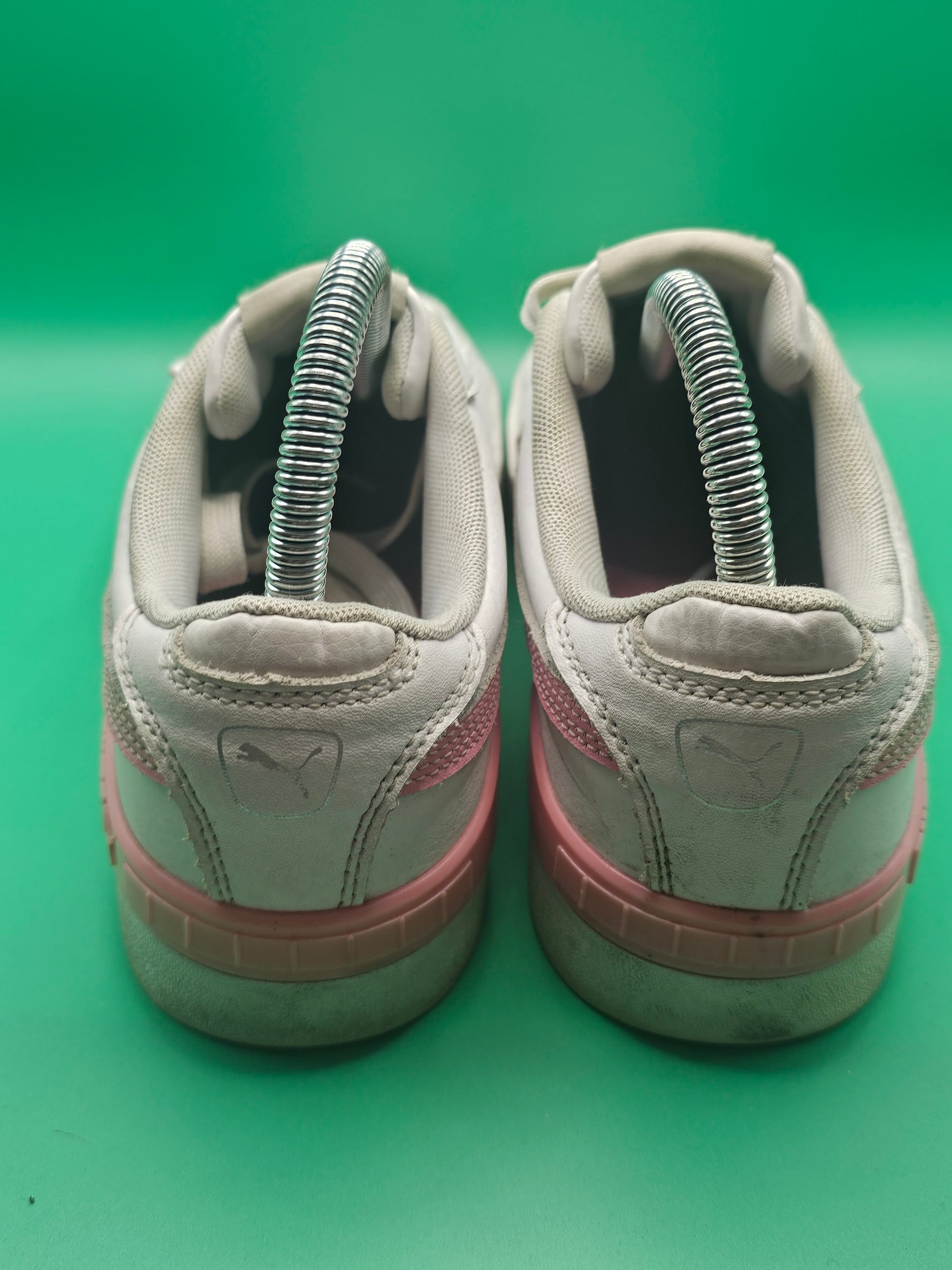 Puma White & Pink Leather Trainers UK 5.5 Kids Womens image 4