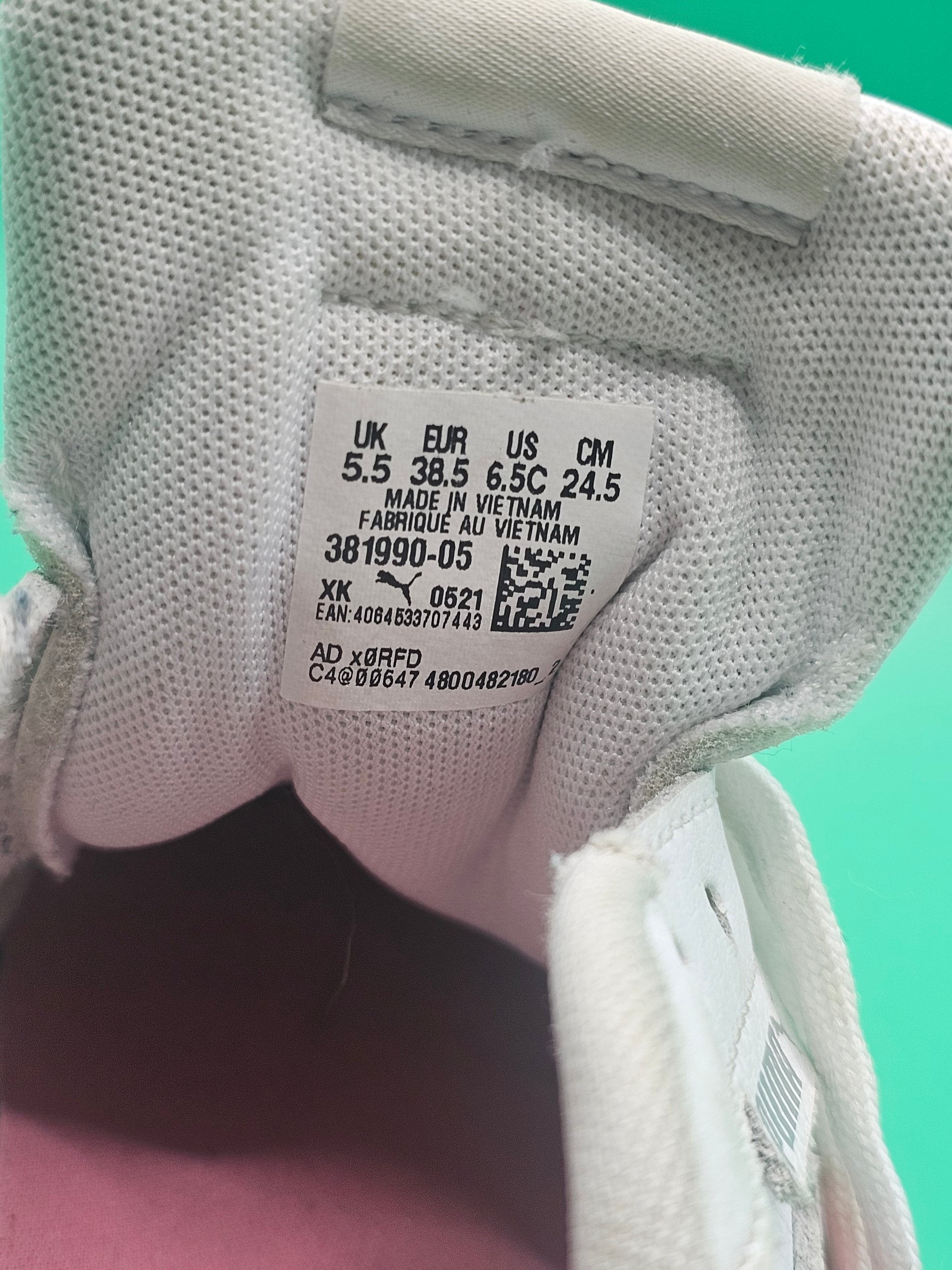 Puma White & Pink Leather Trainers UK 5.5 Kids Womens image 6