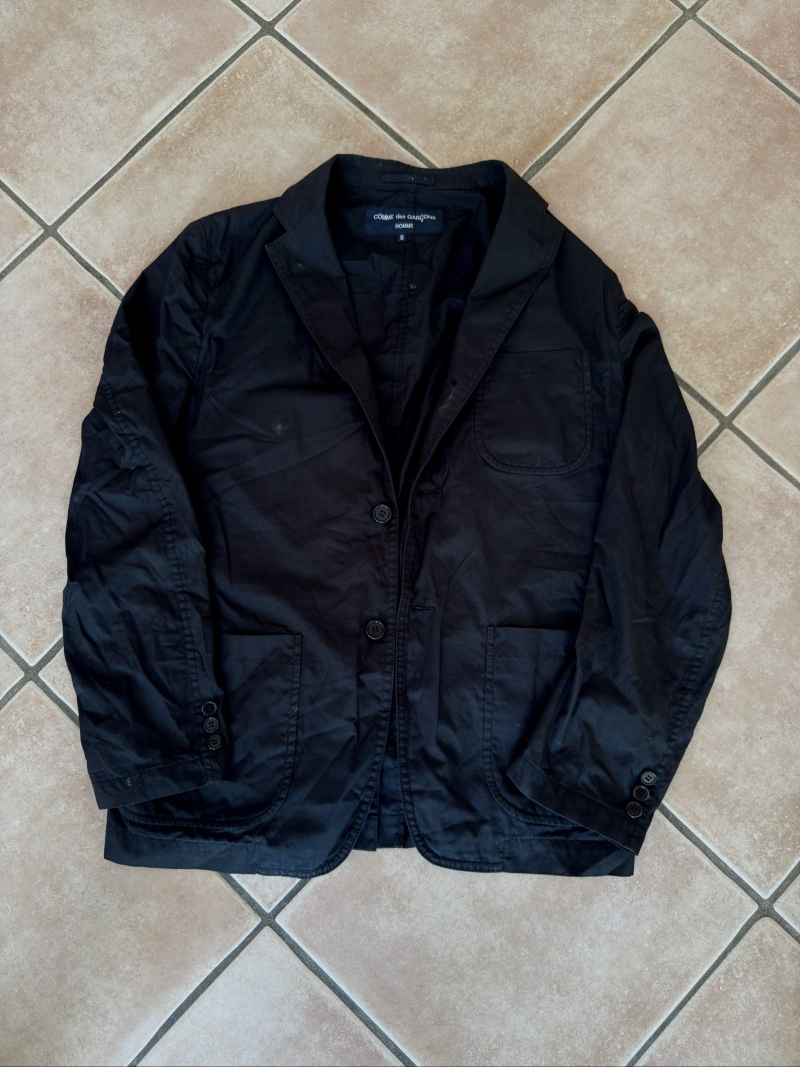 Comme des Garçons Homme Black Cotton Blazer Small