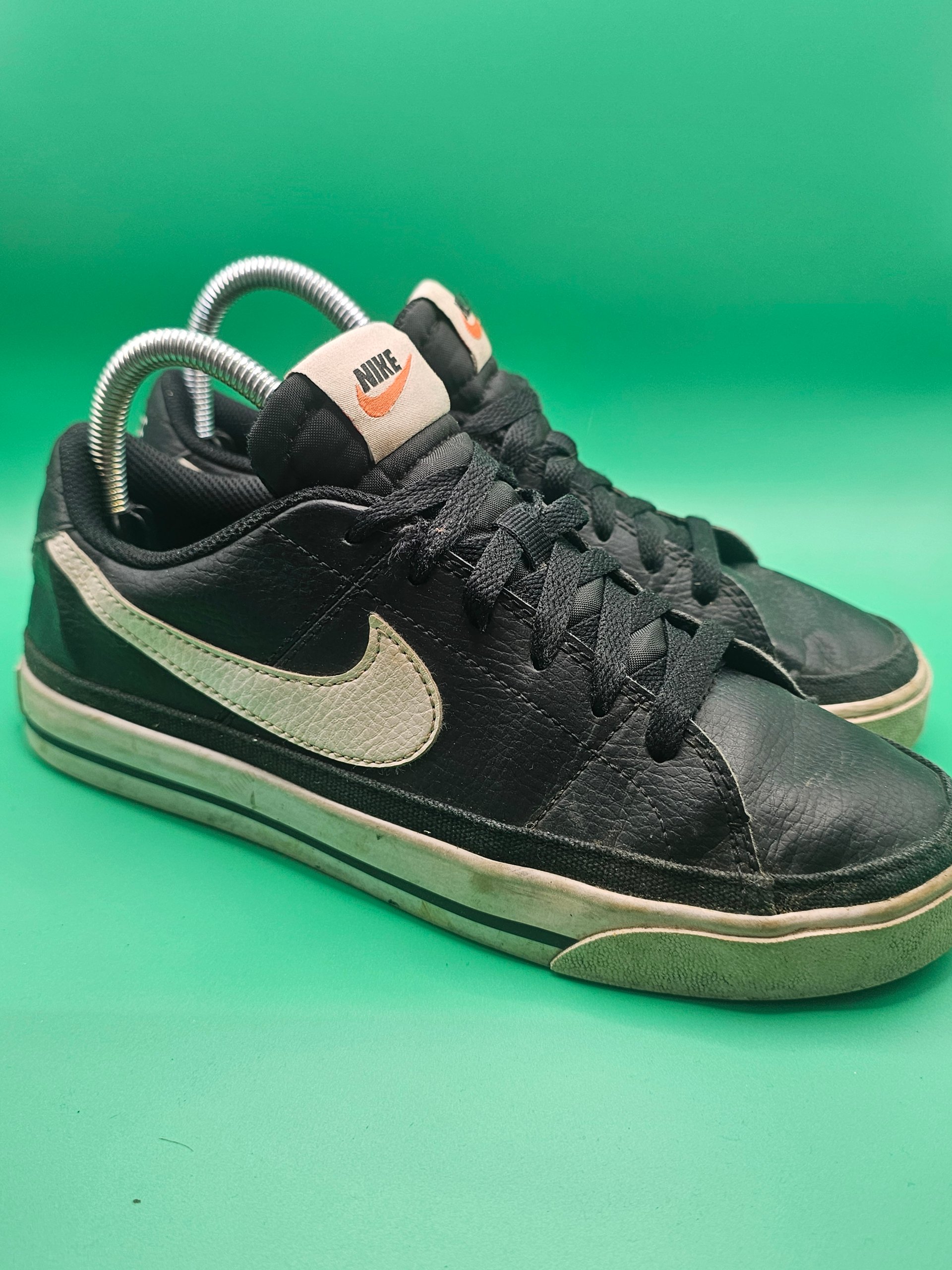 Nike Court Legacy Black & White Leather Skate Tennis Shoes UK Size 5