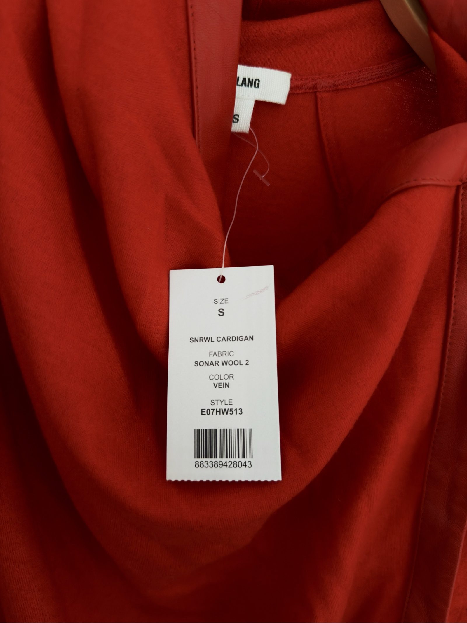 Helmut Lang Vein Red SNRWL Cardigan Small Sonar Wool Blend image 2