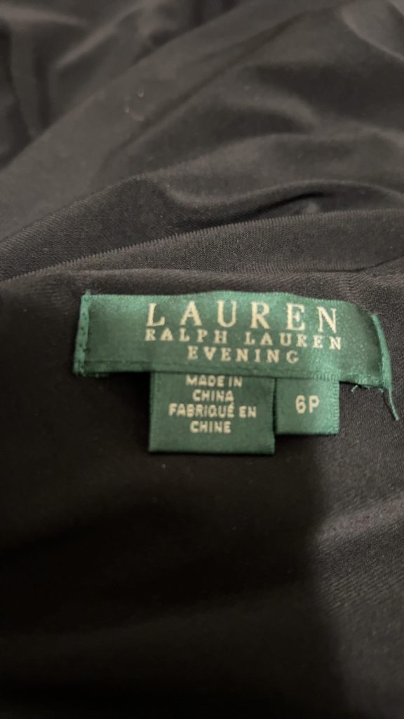 Lauren Ralph Lauren Black One-Shoulder Evening Dress 6P with Embellished Detail