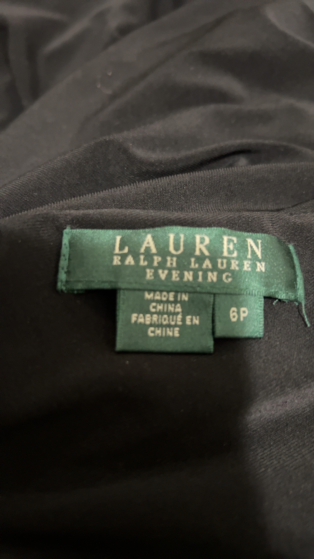 Lauren Ralph Lauren Black One-Shoulder Evening Dress 6P with Embellished Detail