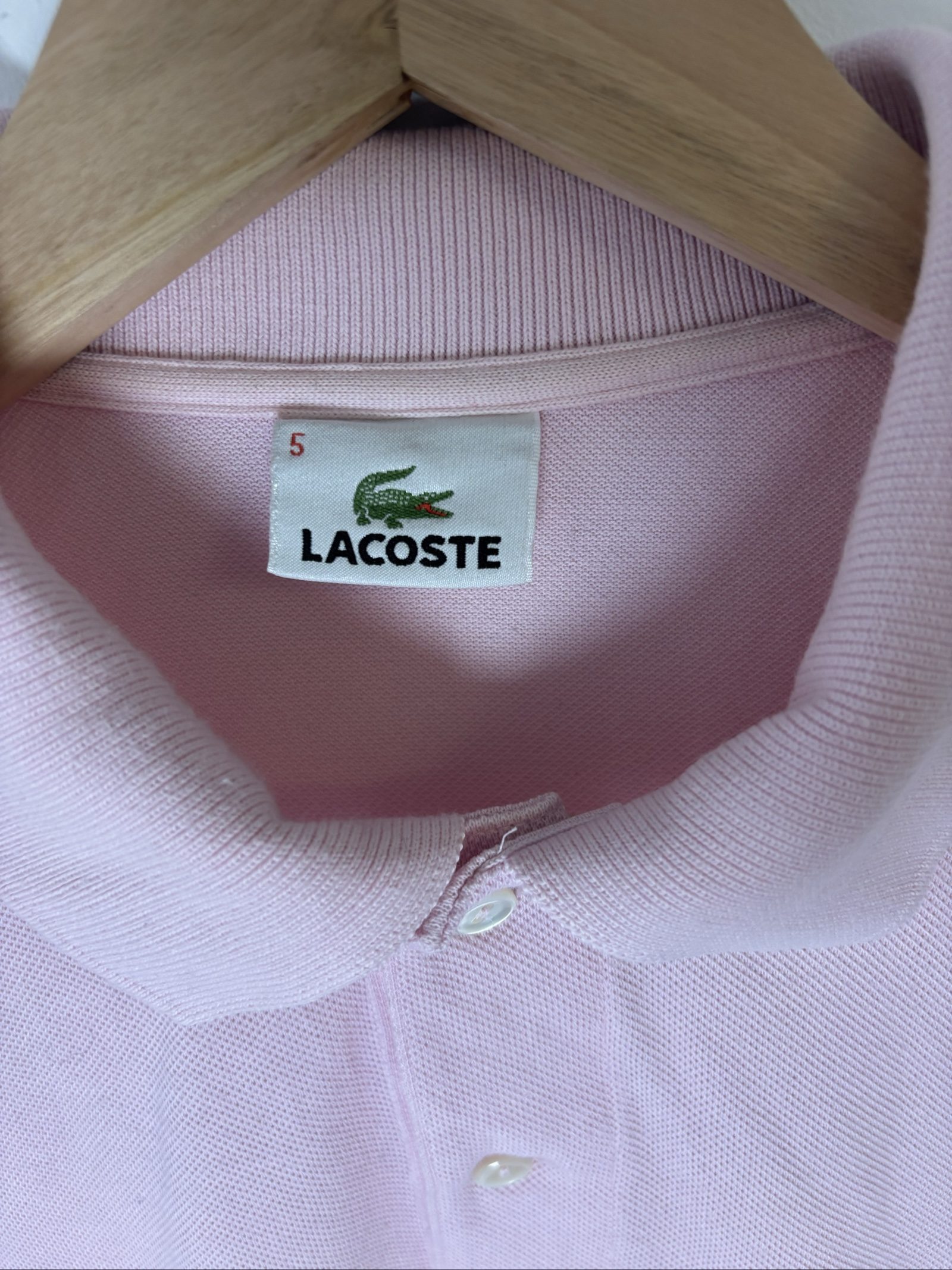 Lacoste Men's Pink Cotton Polo Shirt Size 5 Chest 40 in image 3