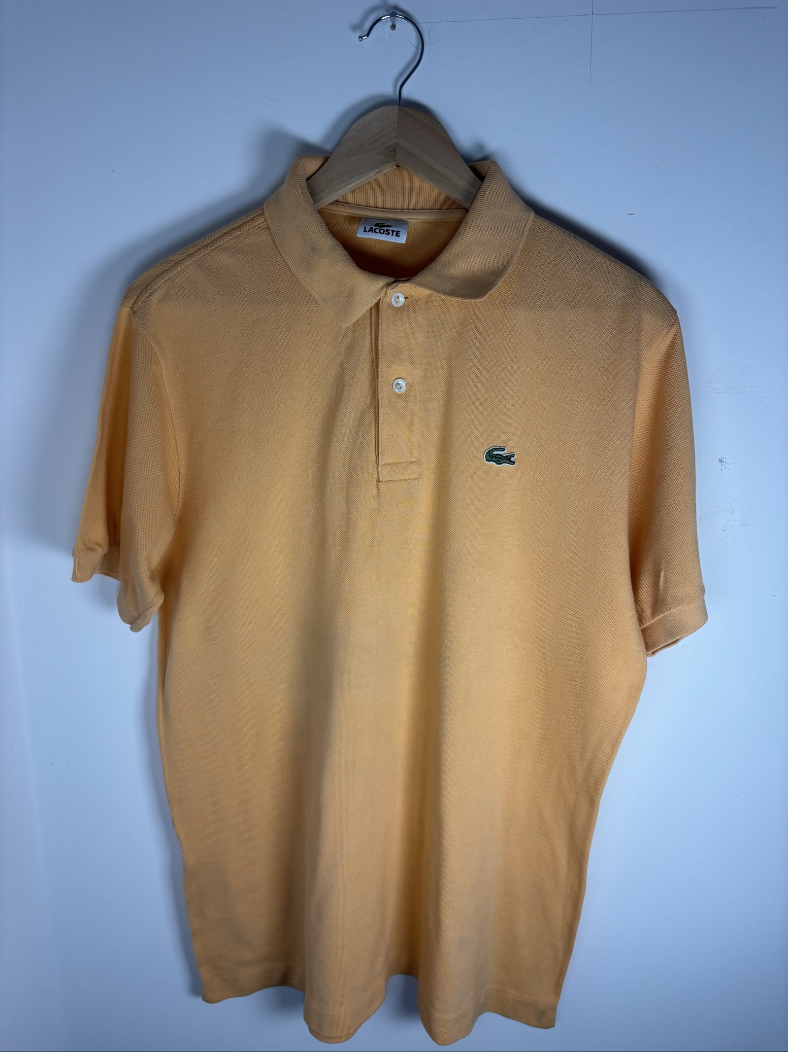 Lacoste Men's Peach Cotton Polo Shirt Size 4 Chest 40 in (102 cm) Length 28 in (71 cm)
